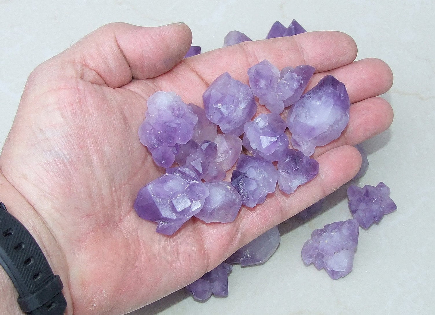 Seven Raw Amethyst Nugget Gemstone Points Chunk, Undrilled Rough Natural Quartz Stones Rocks. Approx. 1-3/4 inch (45mm) - EDGBeadsandGems