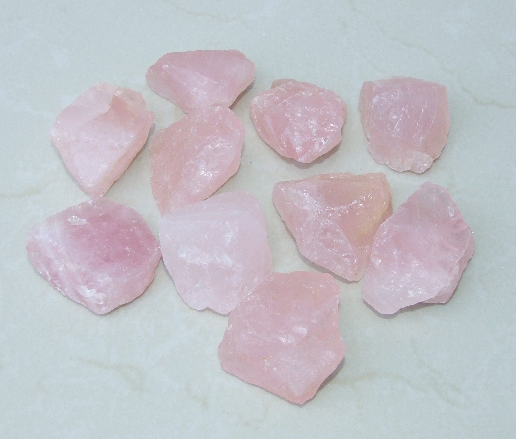 4 Large Raw Rose Quartz Gemstone Chunks, Undrilled Rough Natural Stoness, Loose Quartz Crystal Rocks. Approx. 1-1/4 - 2 inch (35-50mm) - EDGBeadsandGems