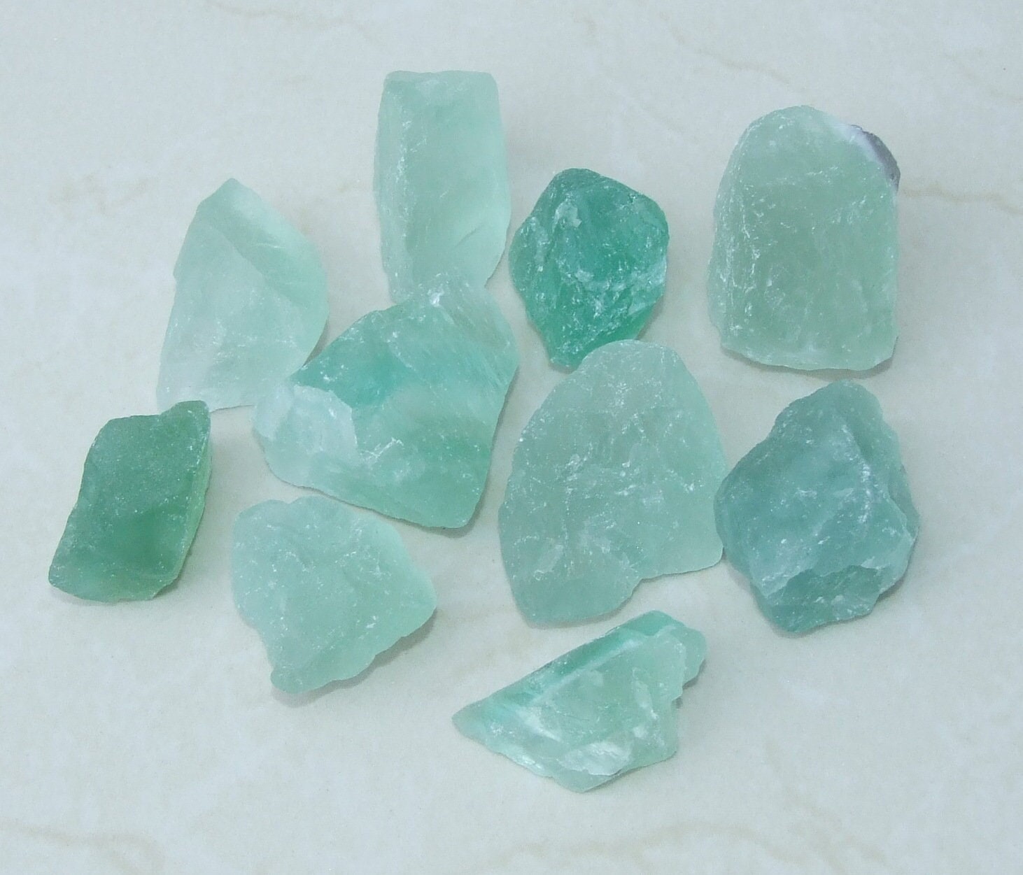 Raw Green Fluorite Quartz Gemstone Chunks