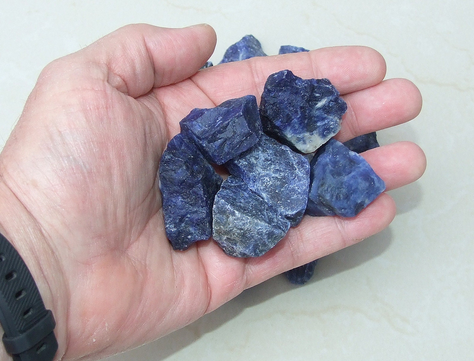 Raw Blue Sodalite Gemstone Chunks, Large/Medium Undrilled Rough Natural Gemstone Rocks. Approx. 1-3/8 - 2 inch (50mm) - EDGBeadsandGems