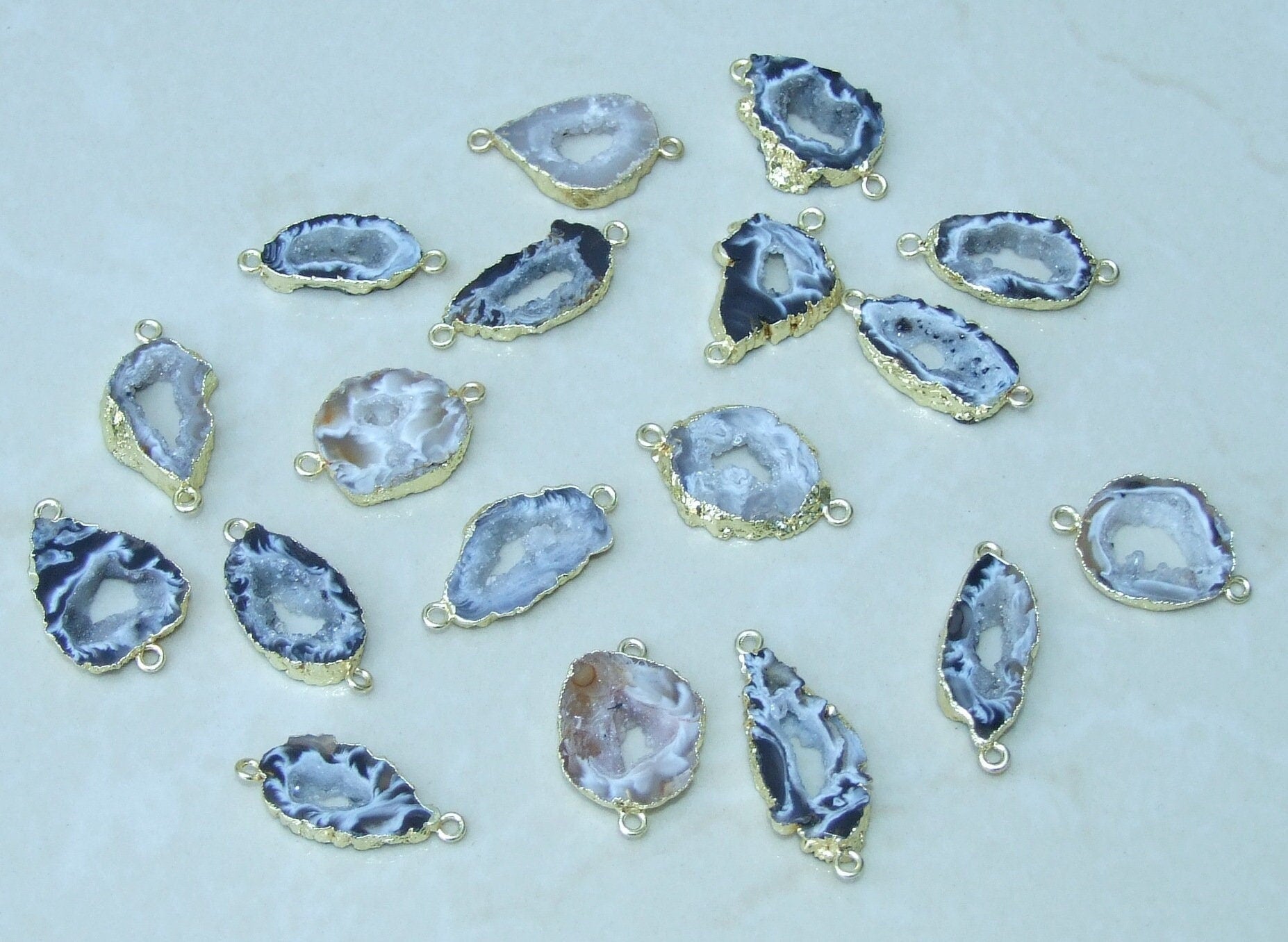 Druzy Connector, Geode Connector, Agate Slice, Geode Pendant, Gemstone Pendant, Druzy jewelry, Druzy Pendant, Loose Stones, 20mm - 35mm - EDGBeadsandGems
