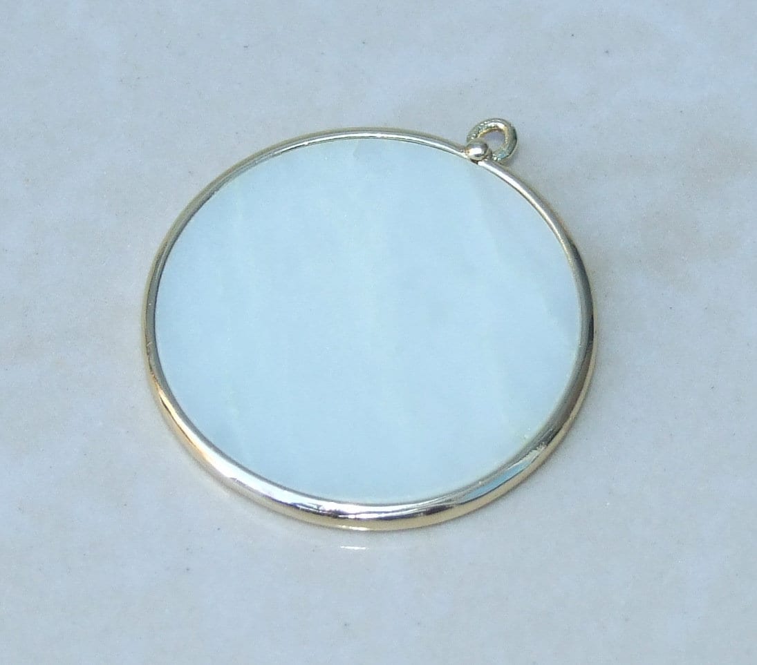 Amazonite Pendant, Gemstone Pendant, Thin Slice Pendant, Polished Amazonite, Round, Gold Bezel, Jewelry Stones, Necklace Pendant, 30mm - EDGBeadsandGems