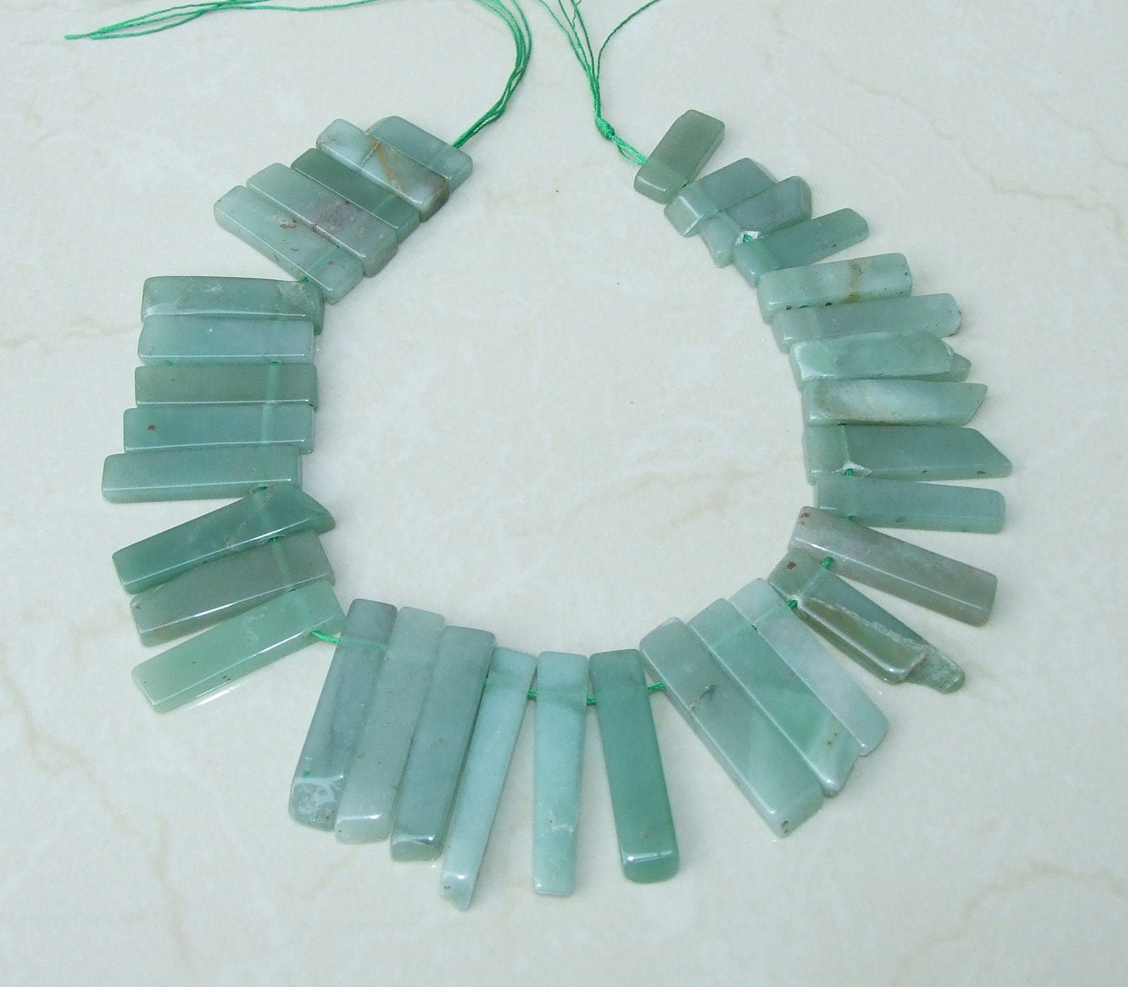 Green Aventurine Polished Quartz Slice, Aventurine Beads, Quartz Pendants, Gemstone Beads, Green Quartz Beads, Half Strand, 30mm to 45mm - EDGBeadsandGems