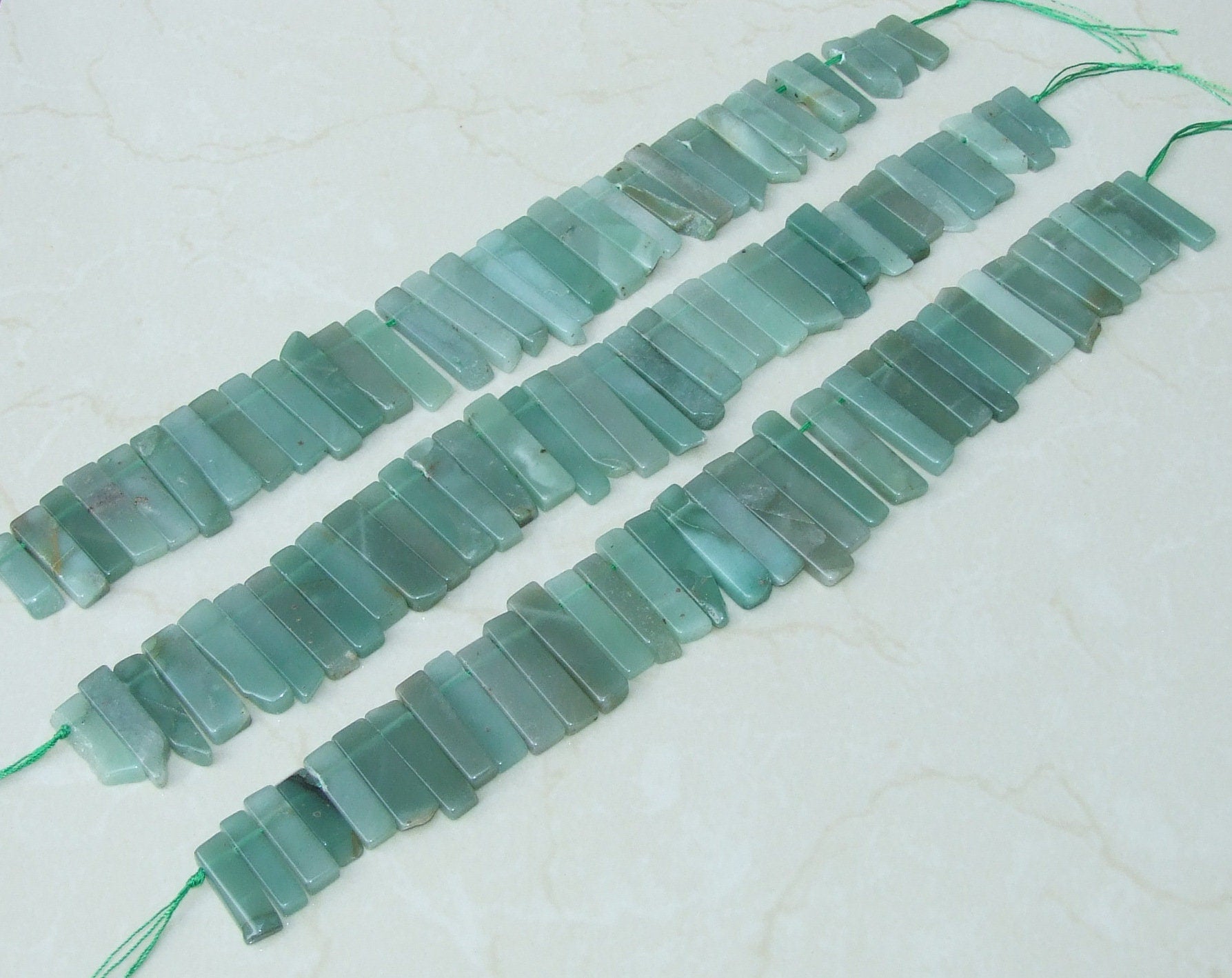 Green Aventurine Polished Quartz Slice, Aventurine Beads, Quartz Pendants, Gemstone Beads, Green Quartz Beads, Half Strand, 30mm to 45mm - EDGBeadsandGems