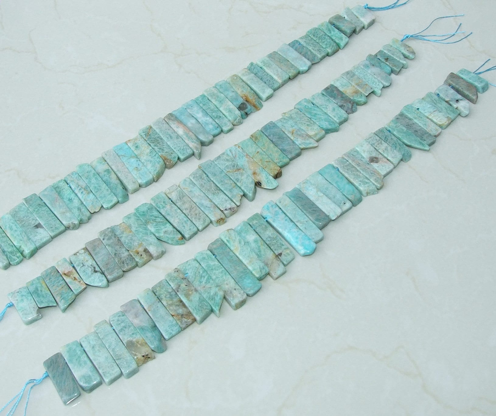 Amazonite Slice, Graduated Amazonite, Amazonite Bead Pendant, Polished Amazonite Slab, Gemstone Beads, Full & Half Strands - 25mm x 45+mm - EDGBeadsandGems