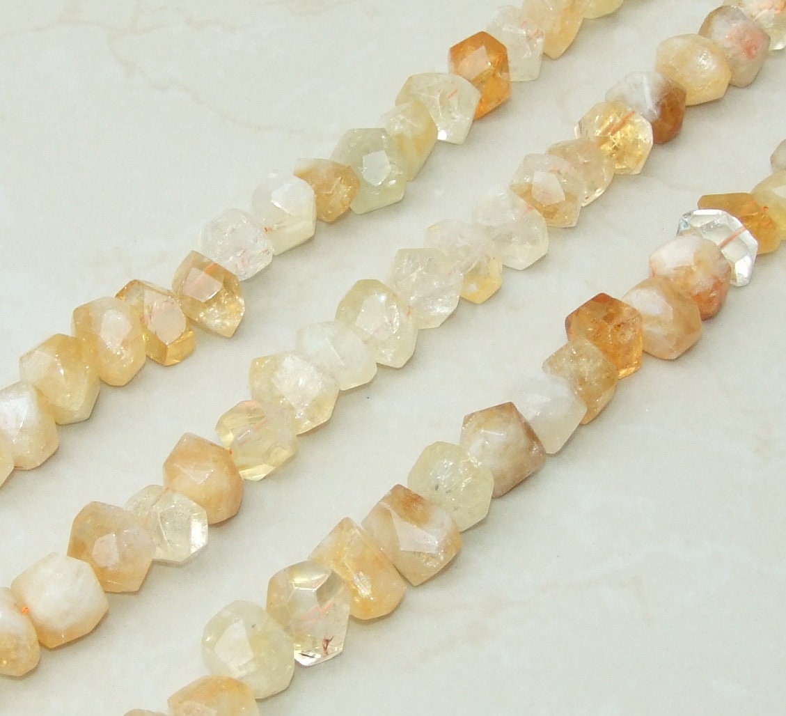 Citrine Quartz Faceted Nugget, Polished Citrine Beads, Gemstone Beads, Jewelry Stones, Citrine Jewelry, Half Strand - 15mm x 15mm x 20mm - EDGBeadsandGems