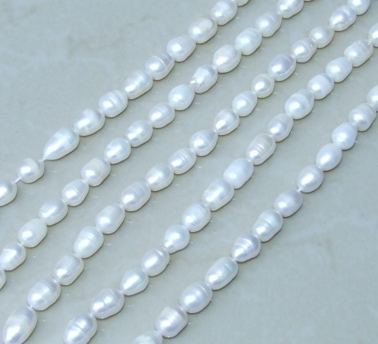 Natural Cultured Freshwater Pearl Beads, Rice Shape, 8mm x 11mm, Half strand, 07B - EDGBeadsandGems