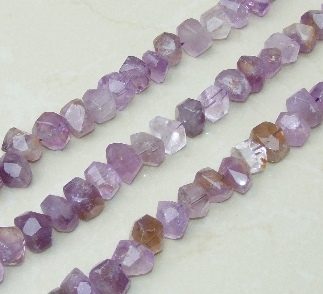 Light Amethyst Faceted Nugget, Polished Amethyst Beads, Gemstone Beads, Jewelry Stones, Amethyst Nuggets, Half Strand - 14mm x 14mm x 20mm - EDGBeadsandGems