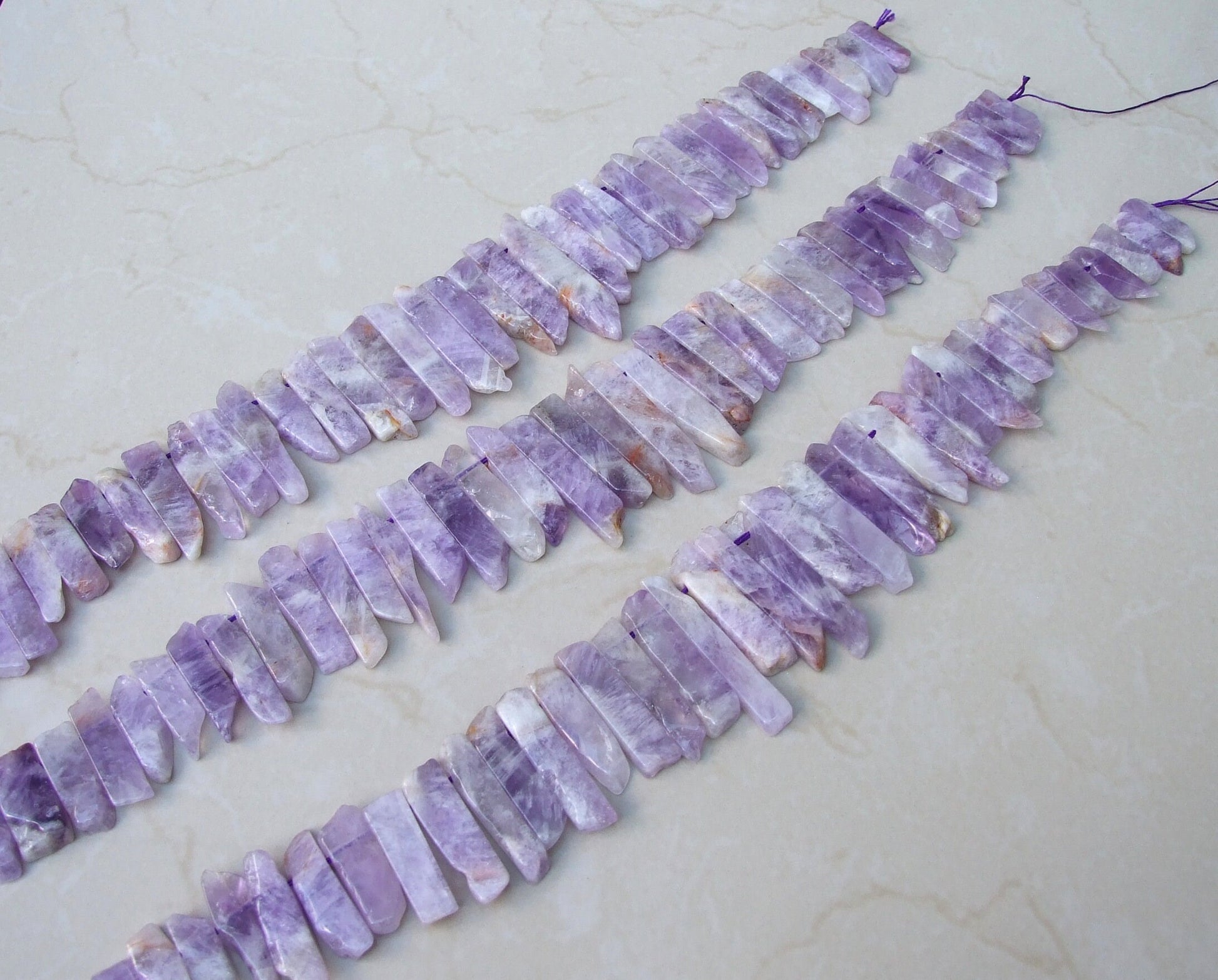 Amethyst Beads, Polished Natural Amethyst Slice, Amethyst Pendants, Gemstone Beads, Amethyst Points Jewelry, Half Strand - 20mm to 50mm - A3 - EDGBeadsandGems