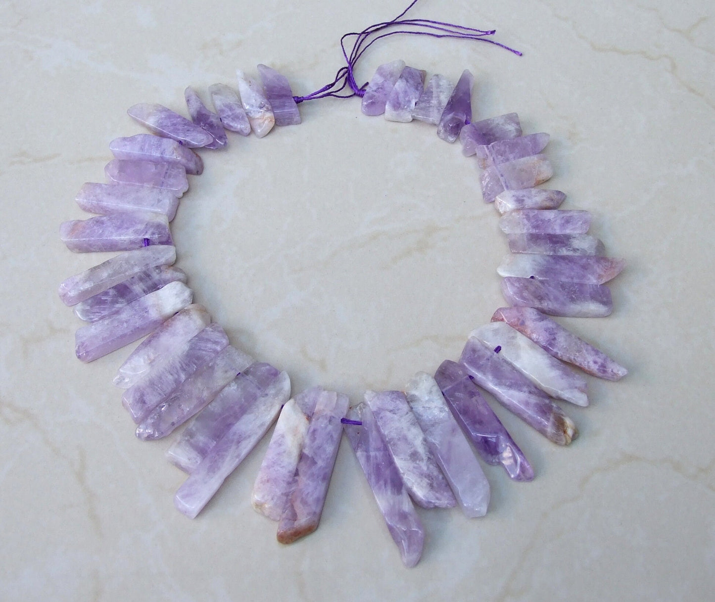 Amethyst Beads, Polished Natural Amethyst Slice, Amethyst Pendants, Gemstone Beads, Amethyst Points Jewelry, Half Strand - 20mm to 50mm - A3 - EDGBeadsandGems