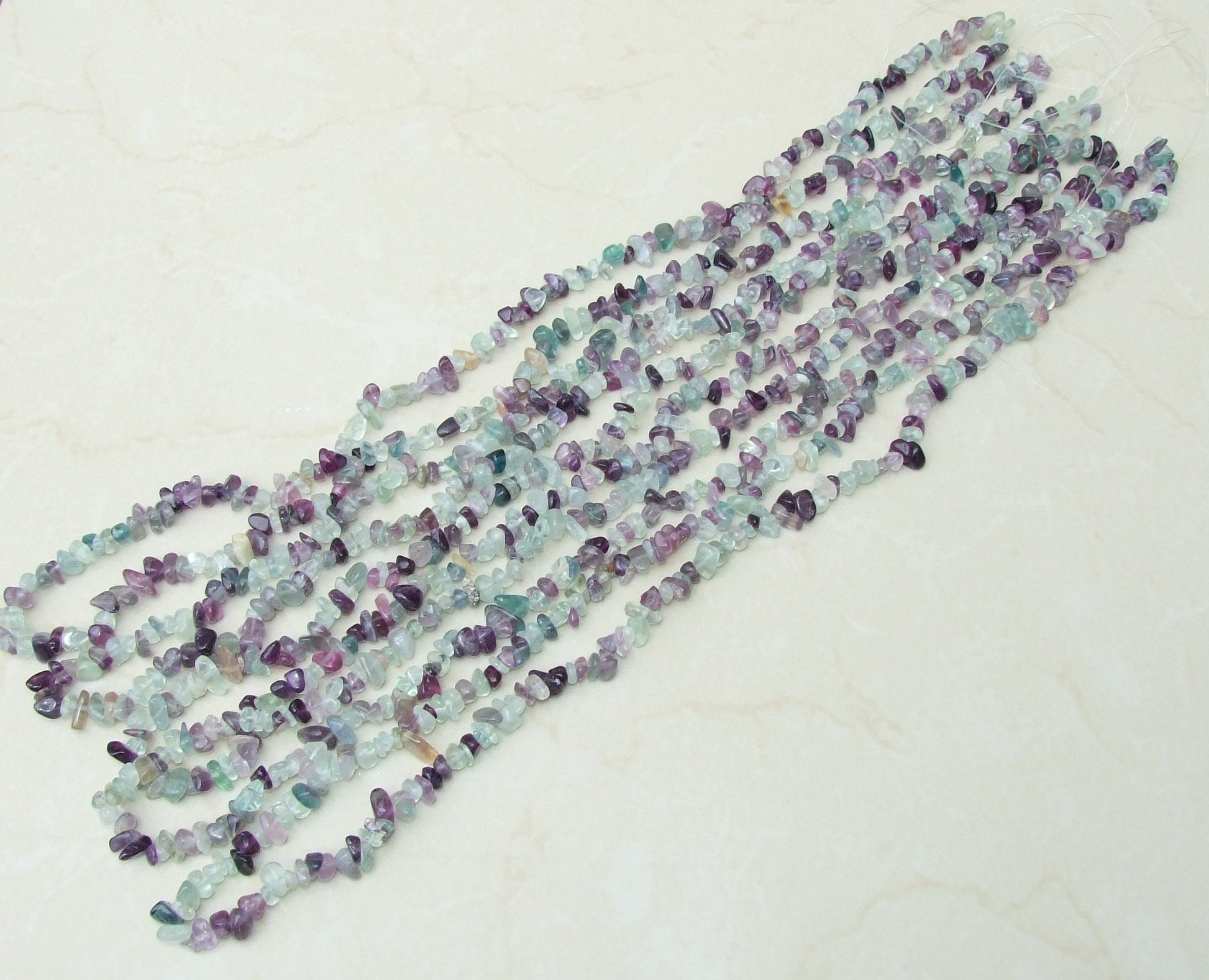 Small Fluorite Chips, Polished Fluorite, Fluorite Beads, Gemstone Beads, Jewelry Stones, Natural Fluorite, 31.5" Strand, 4mm - 10mm - EDGBeadsandGems