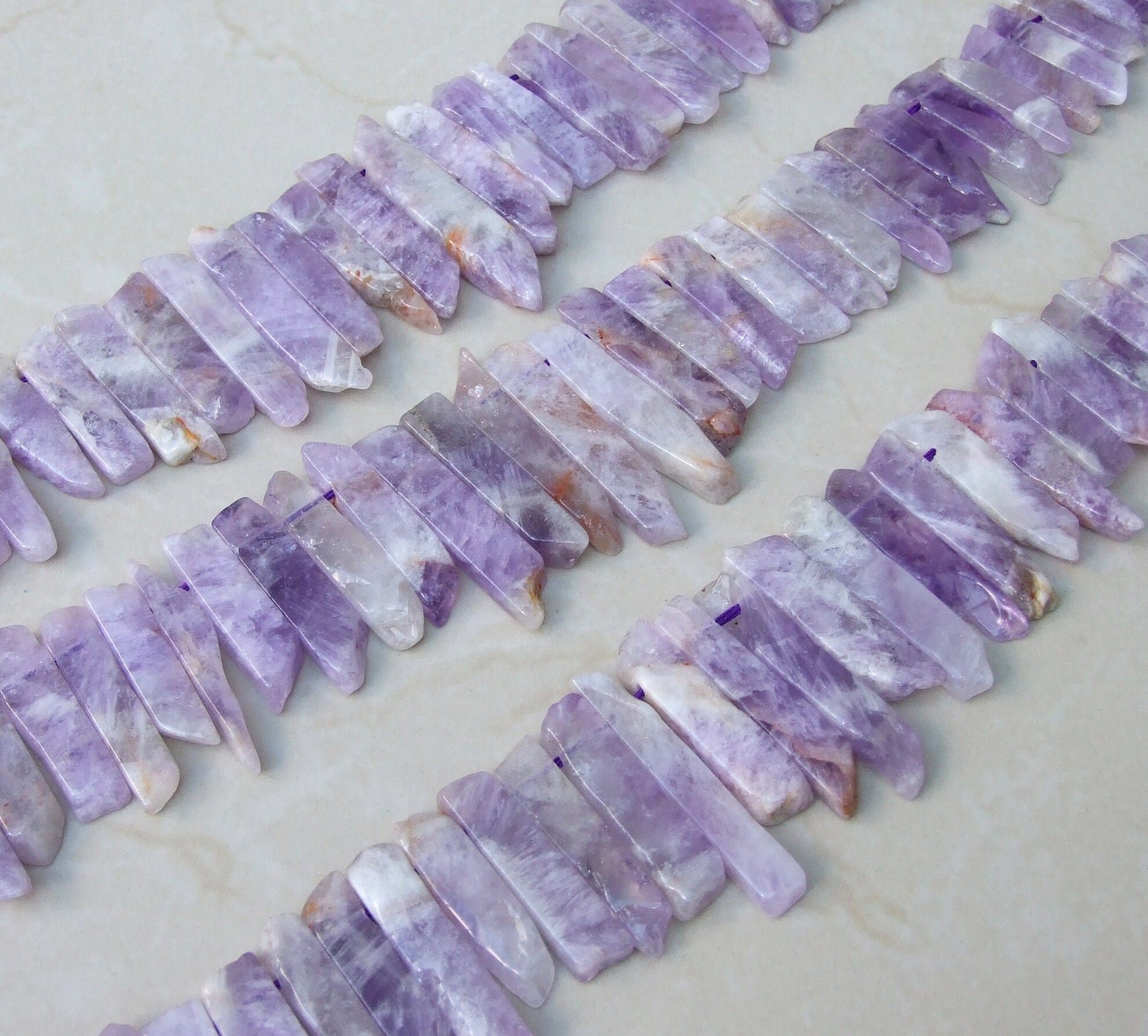 Amethyst Beads, Polished Natural Amethyst Slice, Amethyst Pendants, Gemstone Beads, Amethyst Points Jewelry, Half Strand - 20mm to 50mm - A3 - EDGBeadsandGems