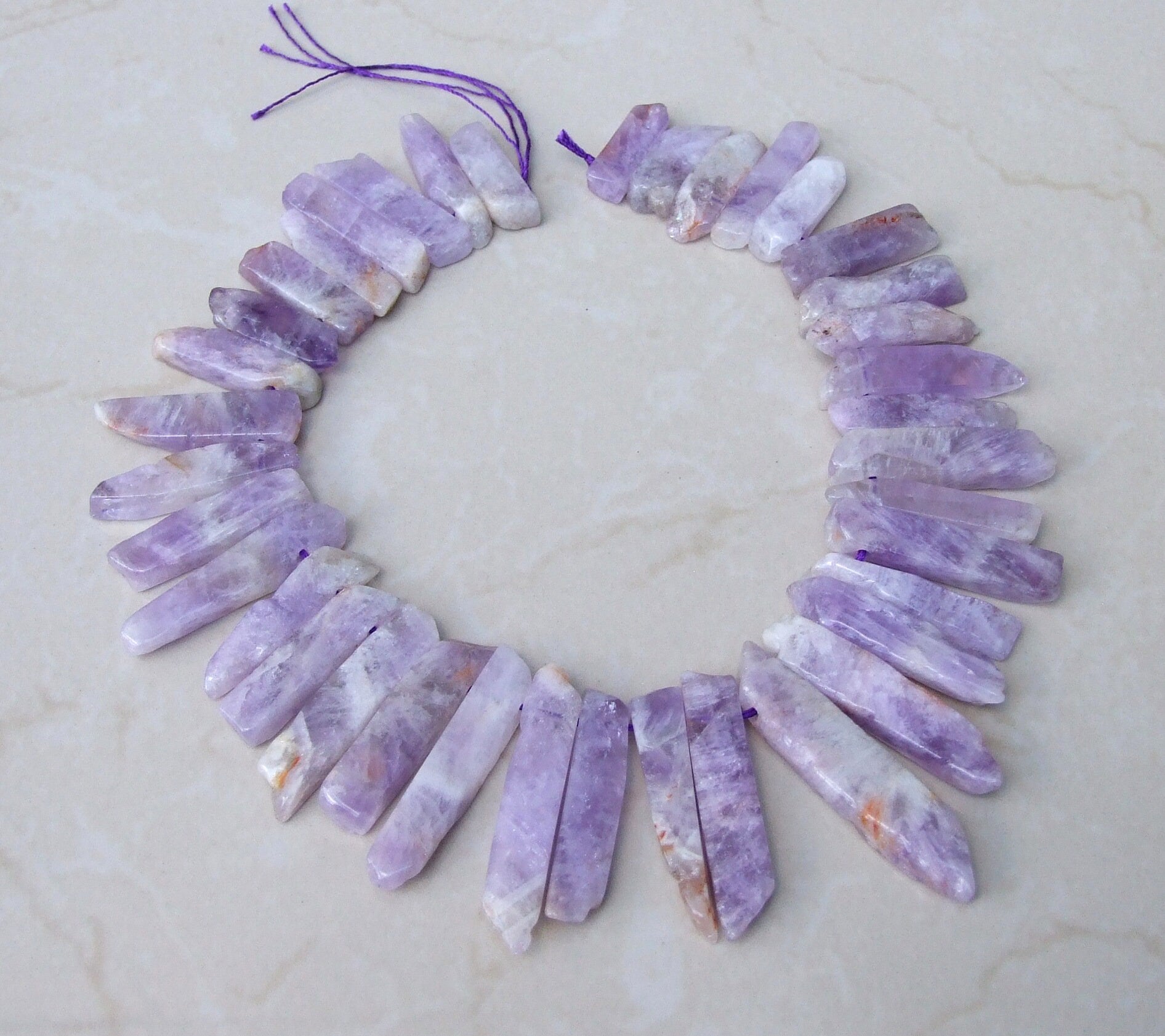 Amethyst Beads, Polished Natural Amethyst Slice, Amethyst Pendants, Gemstone Beads, Amethyst Points Jewelry, Half Strand - 20mm to 50mm - A3 - EDGBeadsandGems