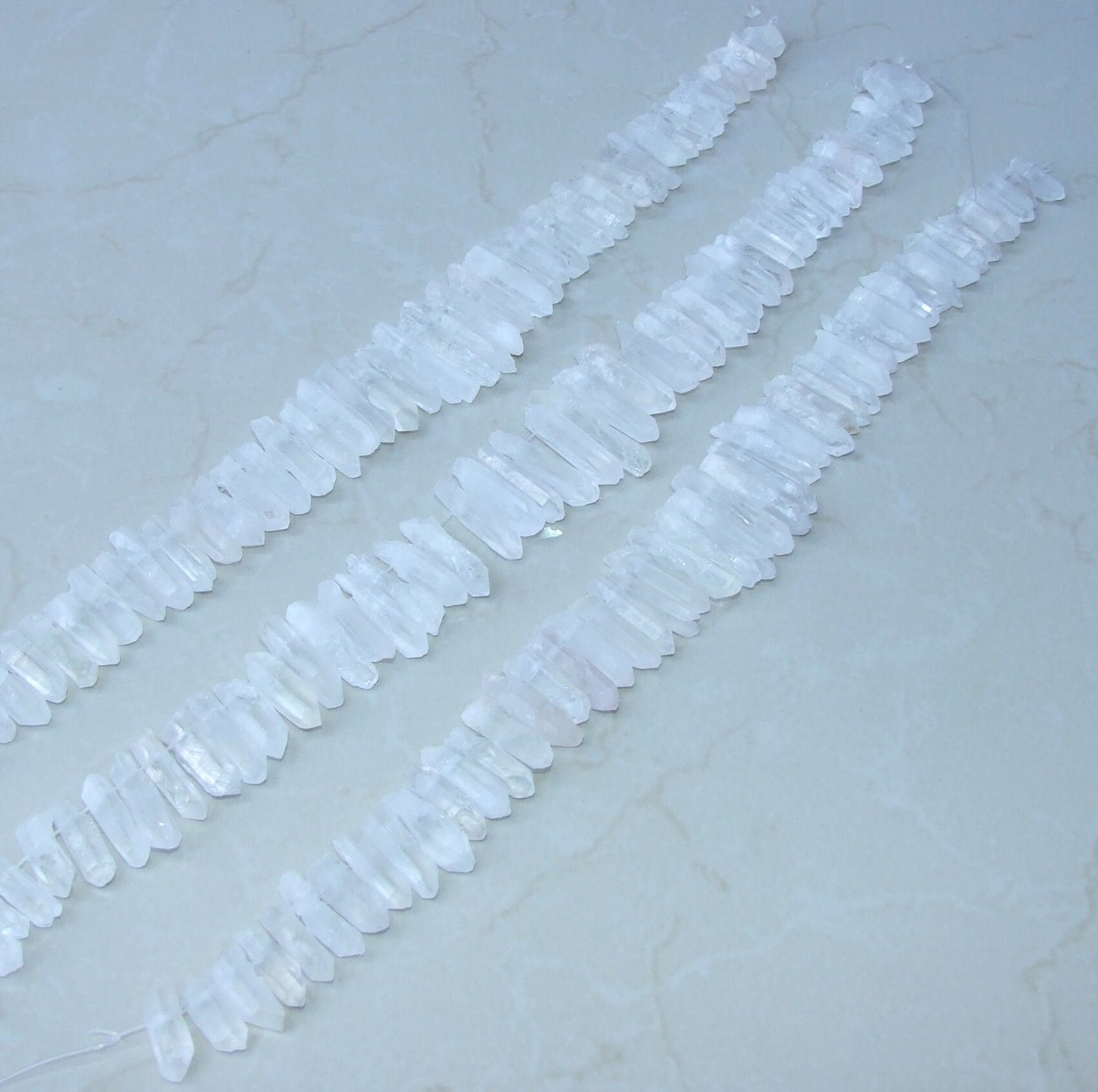 Thick Clear Quartz Points, Crystals Points, Raw Rough Natural Quartz, Graduated, Gemstone Beads, Quartz Jewelry, Half Strand - 20mm - 38mm - EDGBeadsandGems