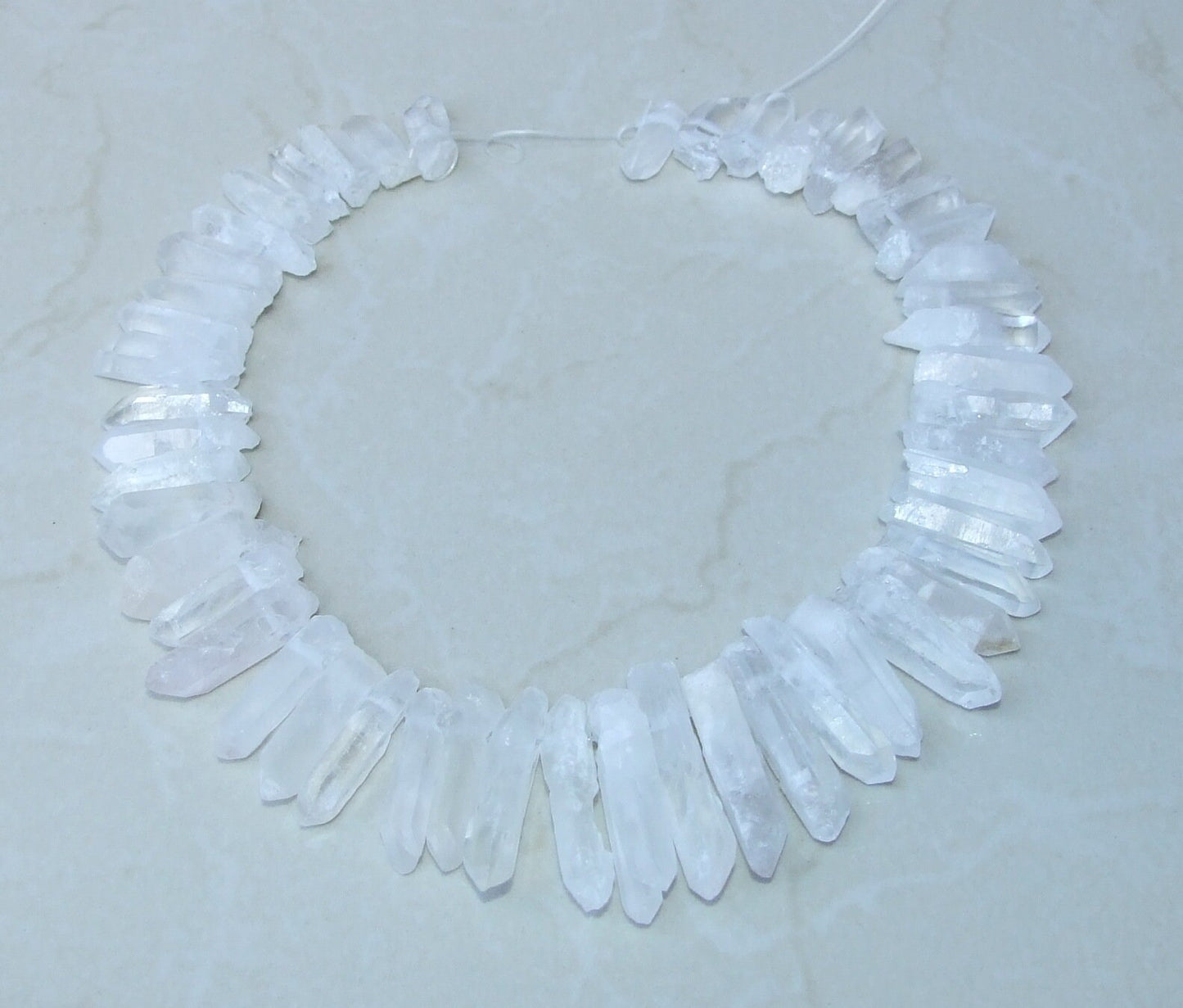 Thick Clear Quartz Points, Crystals Points, Raw Rough Natural Quartz, Graduated, Gemstone Beads, Quartz Jewelry, Half Strand - 20mm - 38mm - EDGBeadsandGems