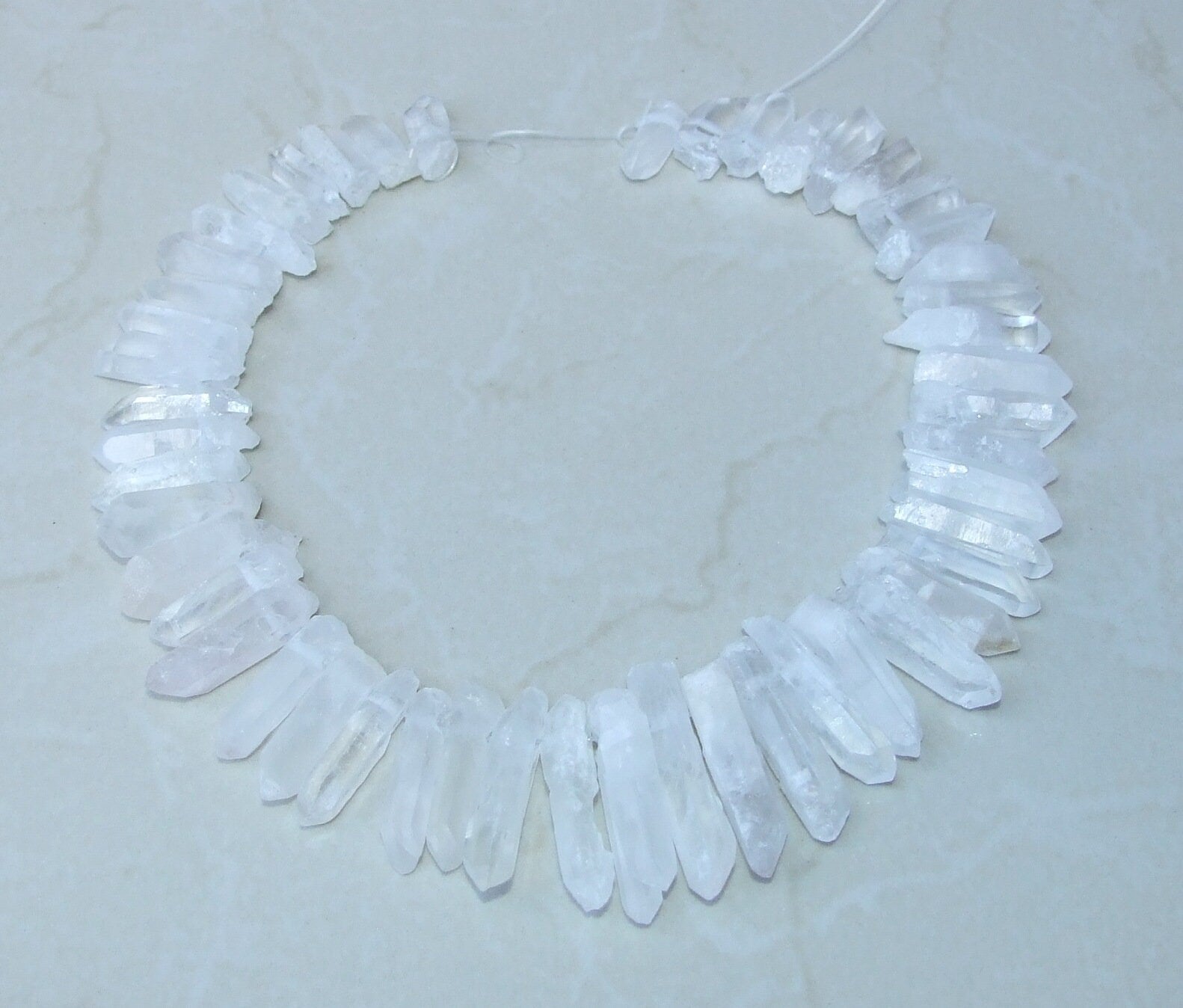 Thick Clear Quartz Points, Crystals Points, Raw Rough Natural Quartz, Graduated, Gemstone Beads, Quartz Jewelry, Half Strand - 20mm - 38mm - EDGBeadsandGems