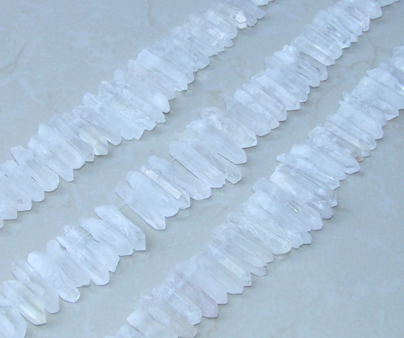 Clear Quartz Points, Crystals Points, Raw Rough Natural Quartz, Graduated, Gemstone Beads, Quartz Jewelry, Half Strand - 20mm - 40mm - EDGBeadsandGems