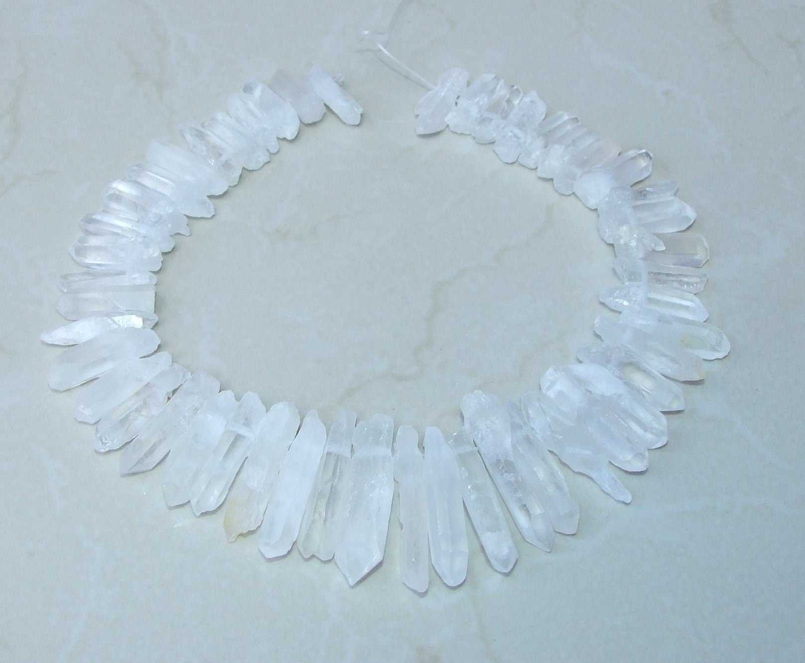 Thick Clear Quartz Points, Crystals Points, Raw Rough Natural Quartz, Graduated, Gemstone Beads, Quartz Jewelry, Half Strand - 20mm - 38mm - EDGBeadsandGems
