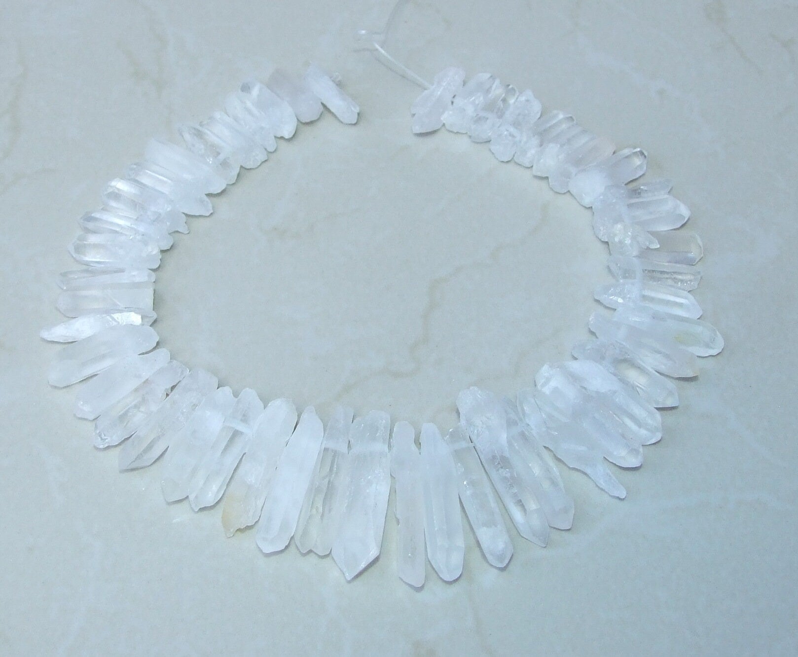 Thick Clear Quartz Points, Crystals Points, Raw Rough Natural Quartz, Graduated, Gemstone Beads, Quartz Jewelry, Half Strand - 20mm - 38mm - EDGBeadsandGems