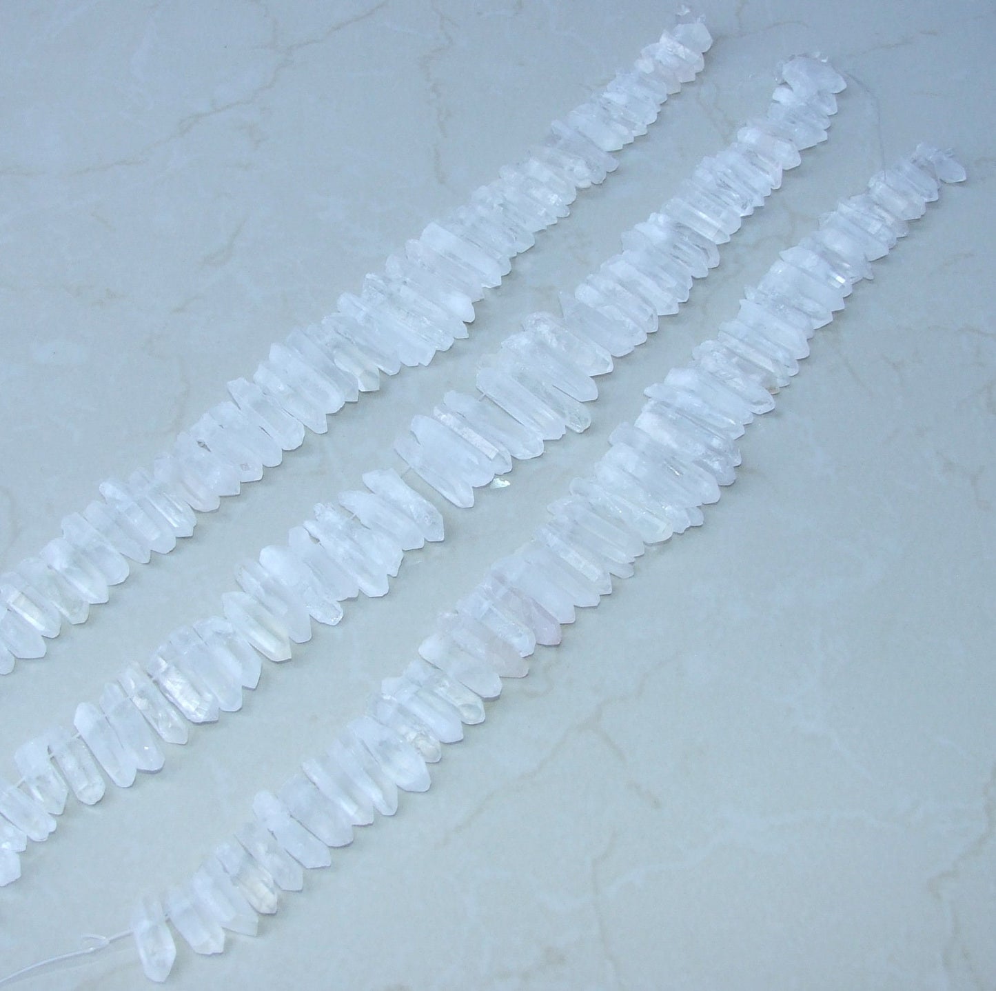 Clear Quartz Points, Crystals Points, Raw Rough Natural Quartz, Graduated, Gemstone Beads, Quartz Jewelry, Full Strand - 20mm - 40+mm - EDGBeadsandGems
