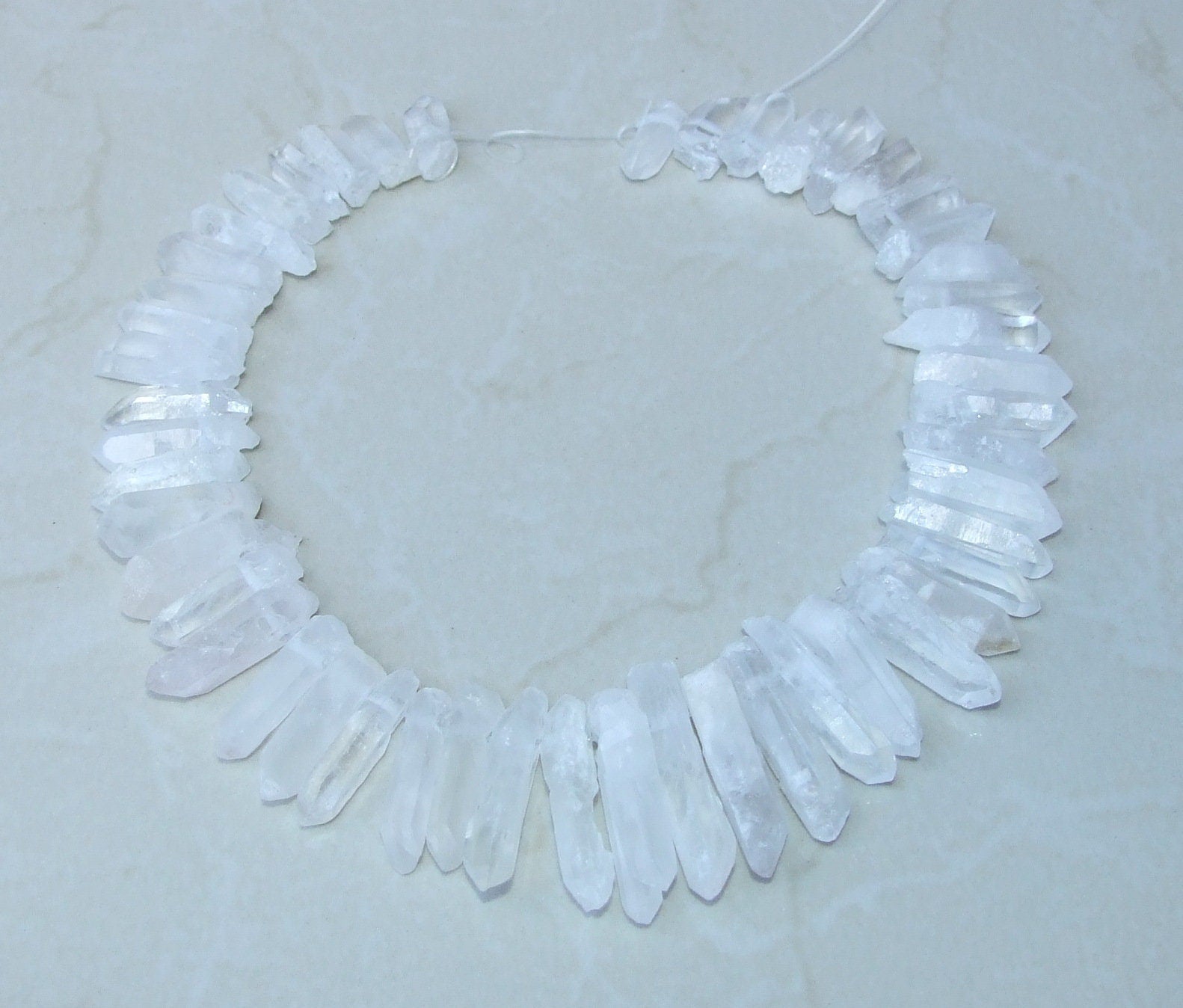Clear Quartz Points, Crystals Points, Raw Rough Natural Quartz, Graduated, Gemstone Beads, Quartz Jewelry, Full Strand - 20mm - 40+mm - EDGBeadsandGems