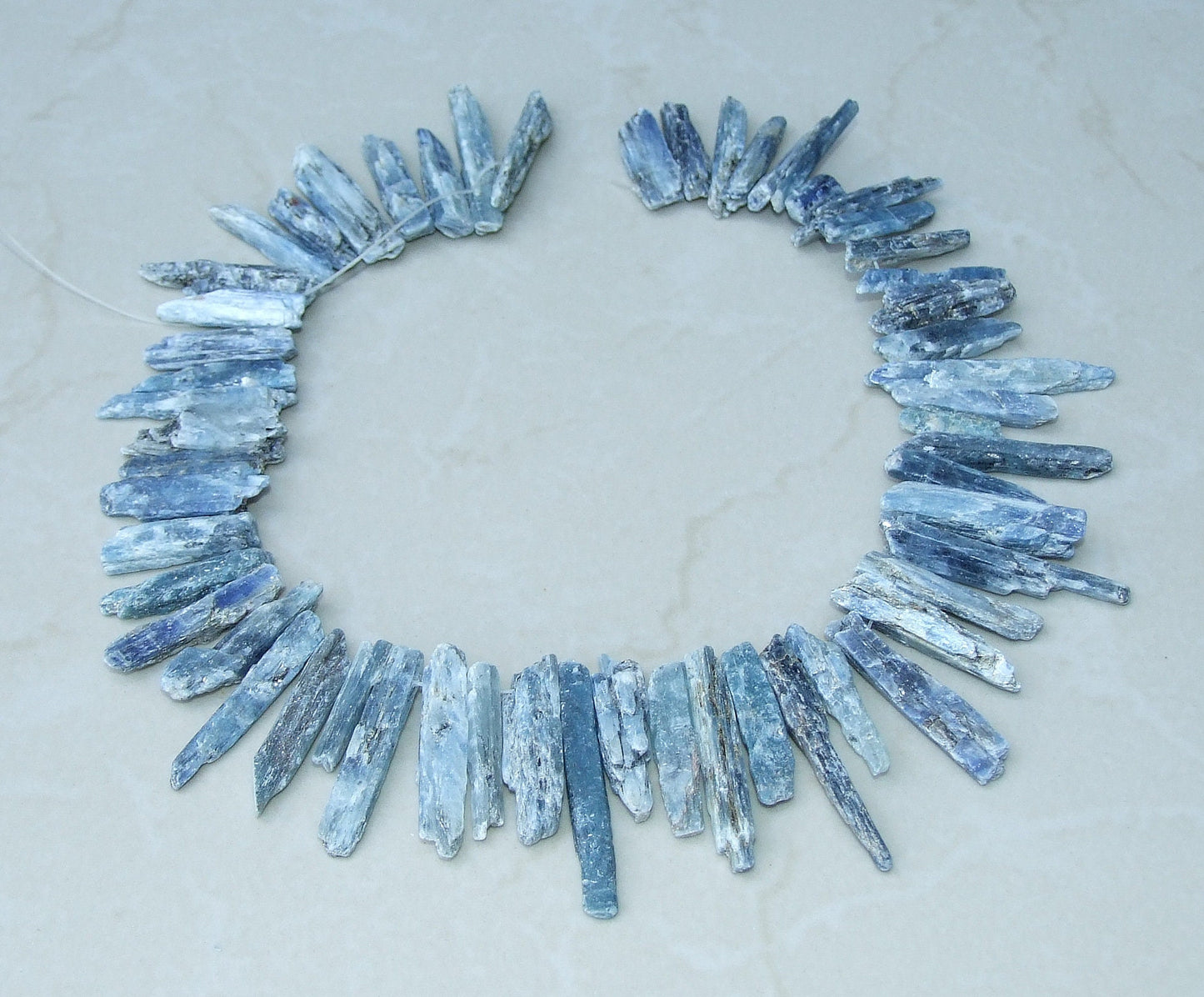 Blue Gray Kyanite Slice Beads, Natural Kyanite Slice, Kyanite Pendants, Gemstone Beads, Kyanite Jewelry, Full 15 inch Strand - 40+mm / 60+mm - EDGBeadsandGems