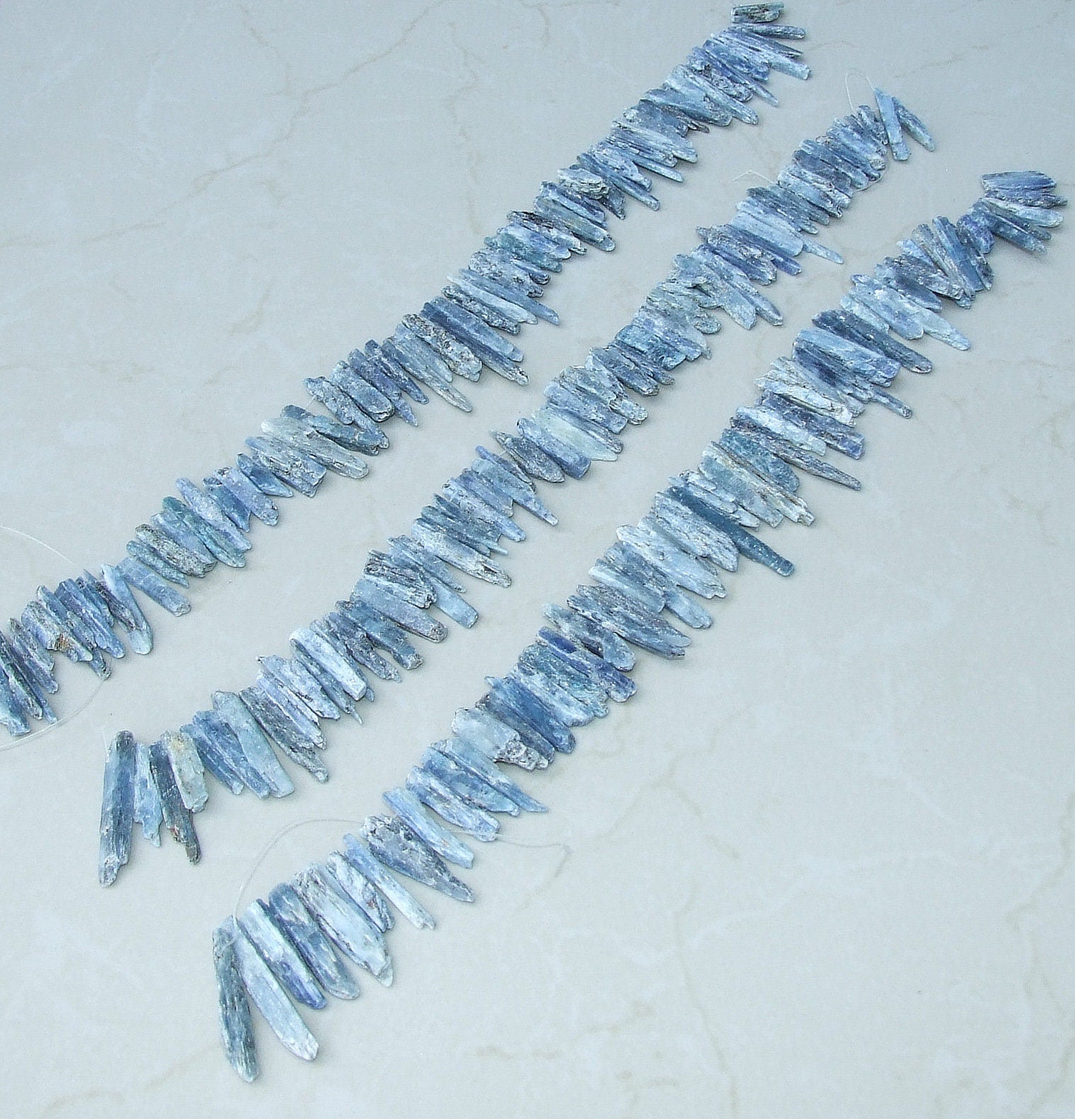 Blue Gray Kyanite Slice Beads, Natural Kyanite Slice, Kyanite Pendants, Gemstone Beads, Kyanite Jewelry, Full 15 inch Strand - 40+mm / 60+mm - EDGBeadsandGems