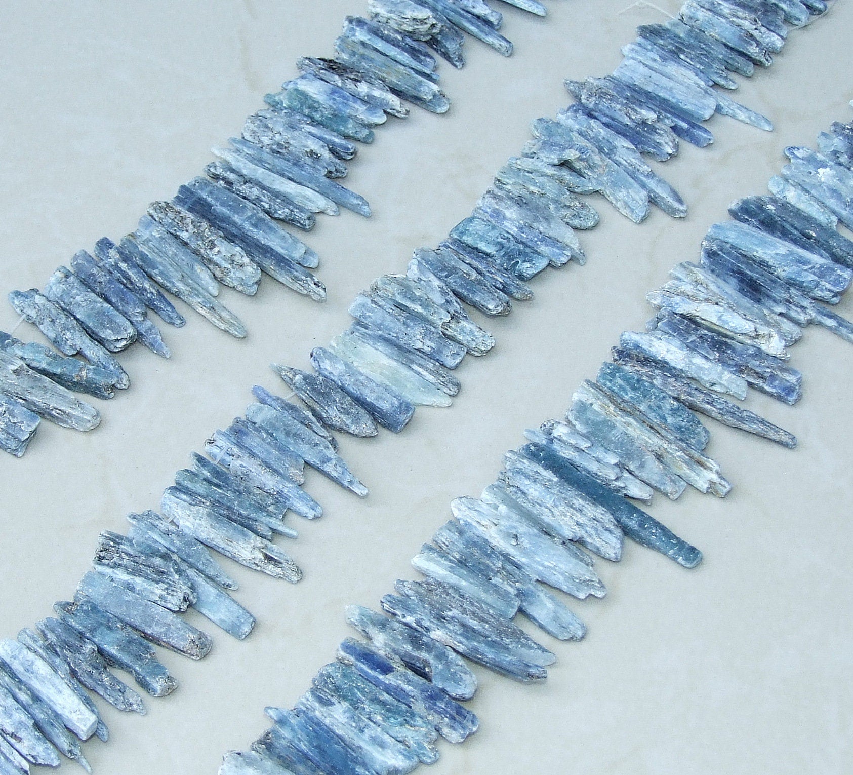 Blue Gray Kyanite Slice Beads, Natural Kyanite Slice, Kyanite Pendants, Gemstone Beads, Kyanite Jewelry, Full 15 inch Strand - 40+mm / 60+mm - EDGBeadsandGems