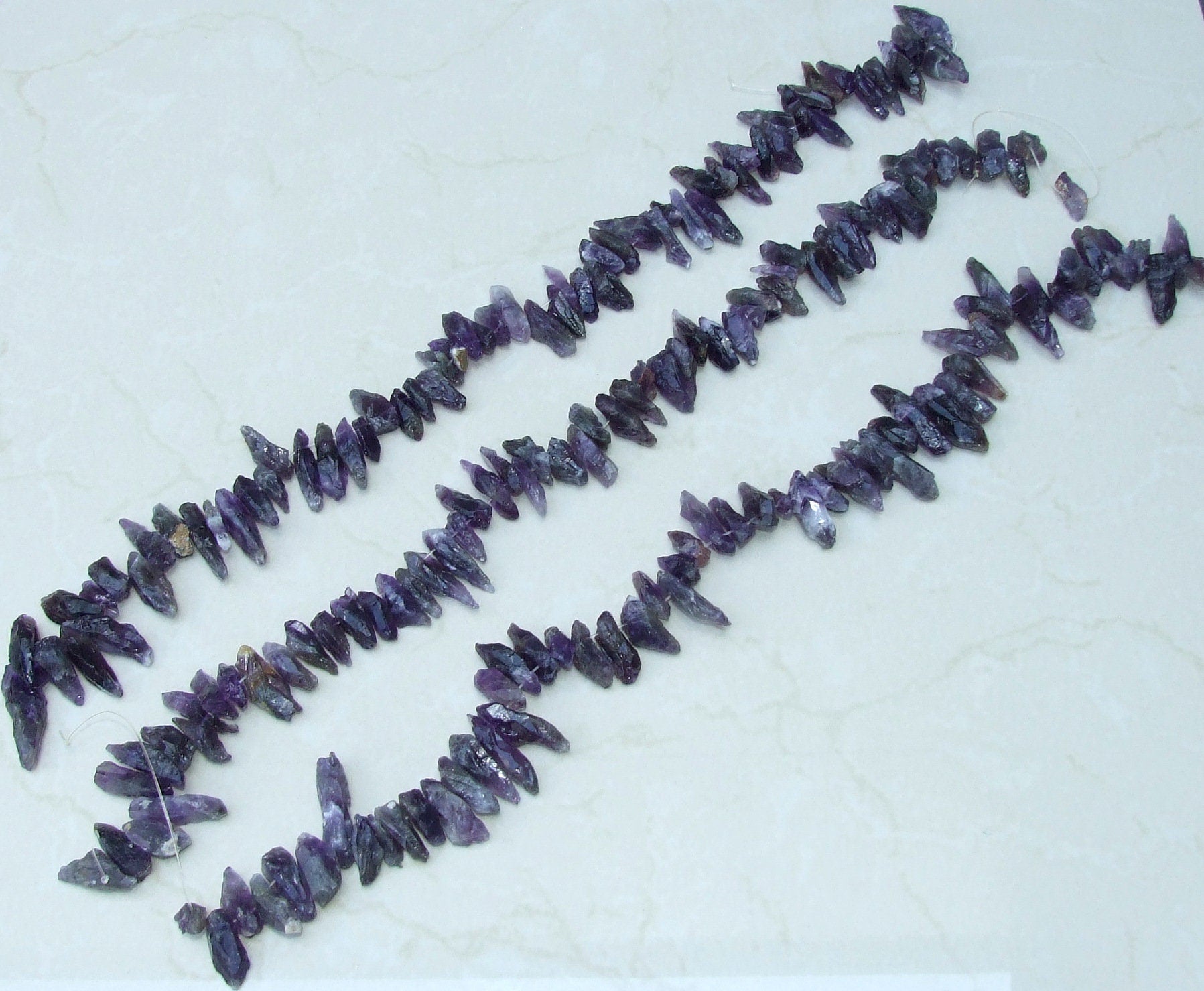 Small Raw Amethyst Quartz Points, Deep Purple Quartz Amethyst Beads, Gemstone Beads, Gemstone Pendants, Jewelry Stones, Half Strand, 20-30mm - EDGBeadsandGems