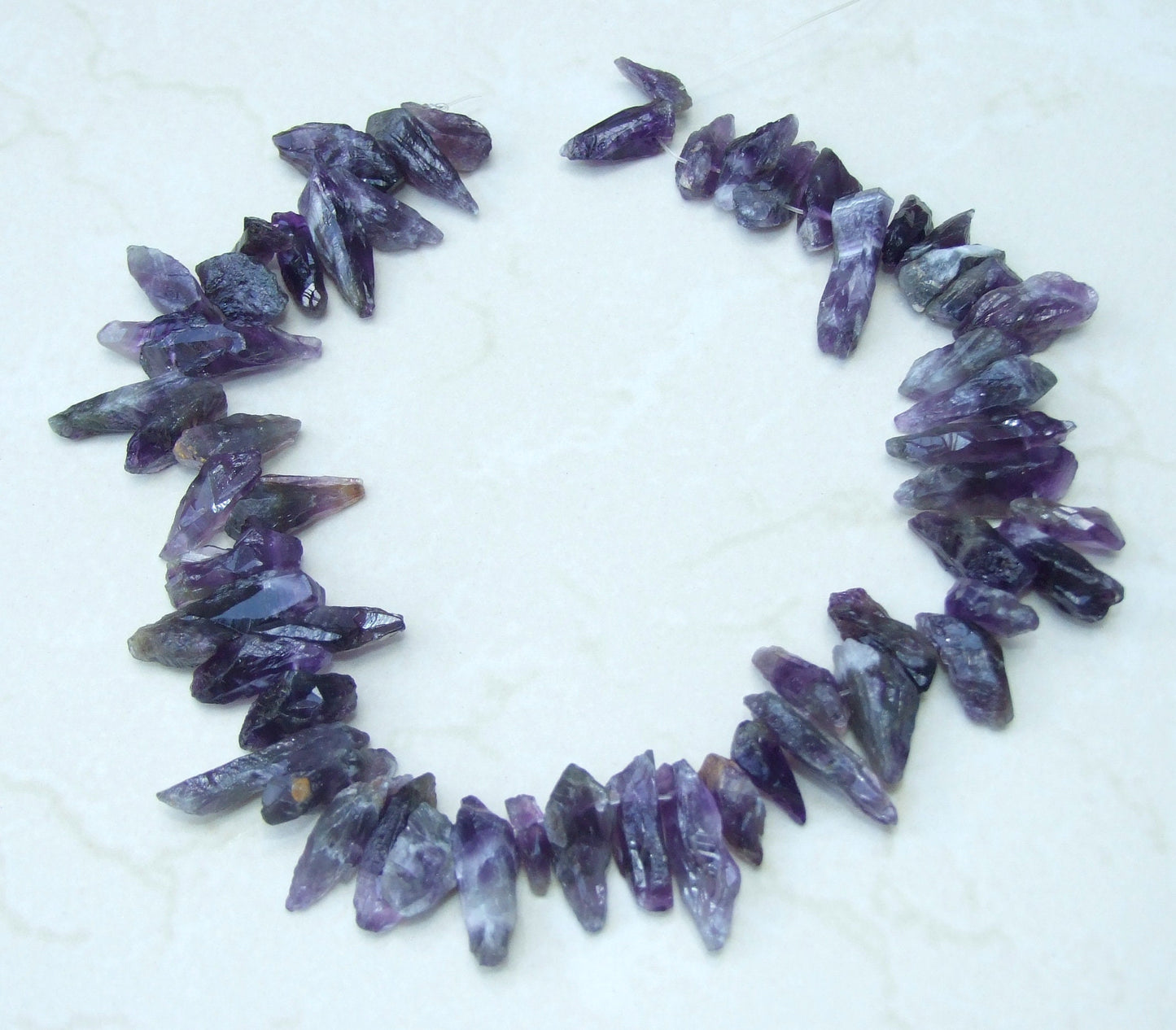 Small Raw Amethyst Quartz Points, Deep Purple Quartz Amethyst Beads, Gemstone Beads, Gemstone Pendants, Jewelry Stones, Half Strand, 20-30mm - EDGBeadsandGems