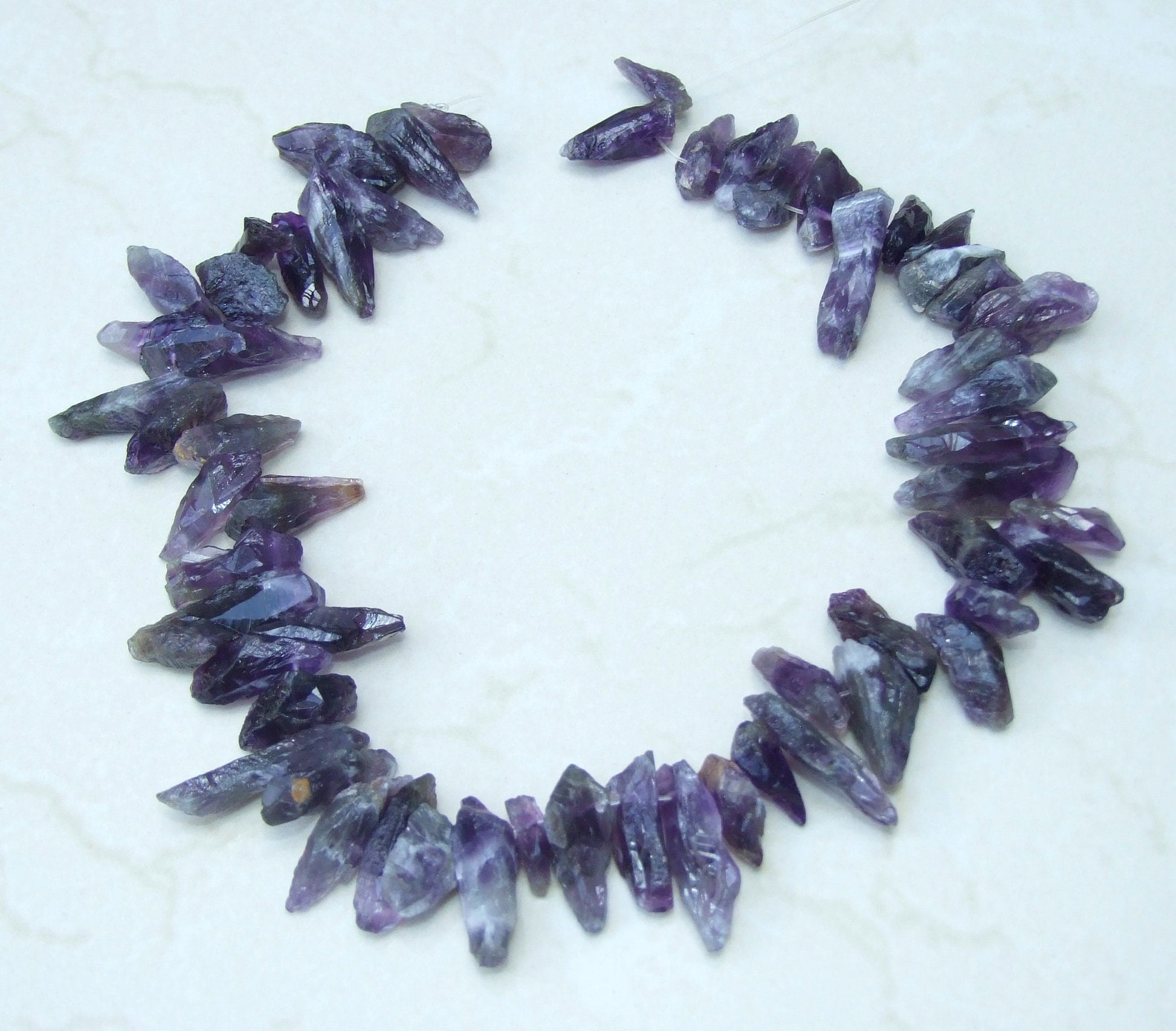 Small Raw Amethyst Quartz Points, Deep Purple Quartz Amethyst Beads, Gemstone Beads, Gemstone Pendants, Jewelry Stones, Half Strand, 20-30mm - EDGBeadsandGems