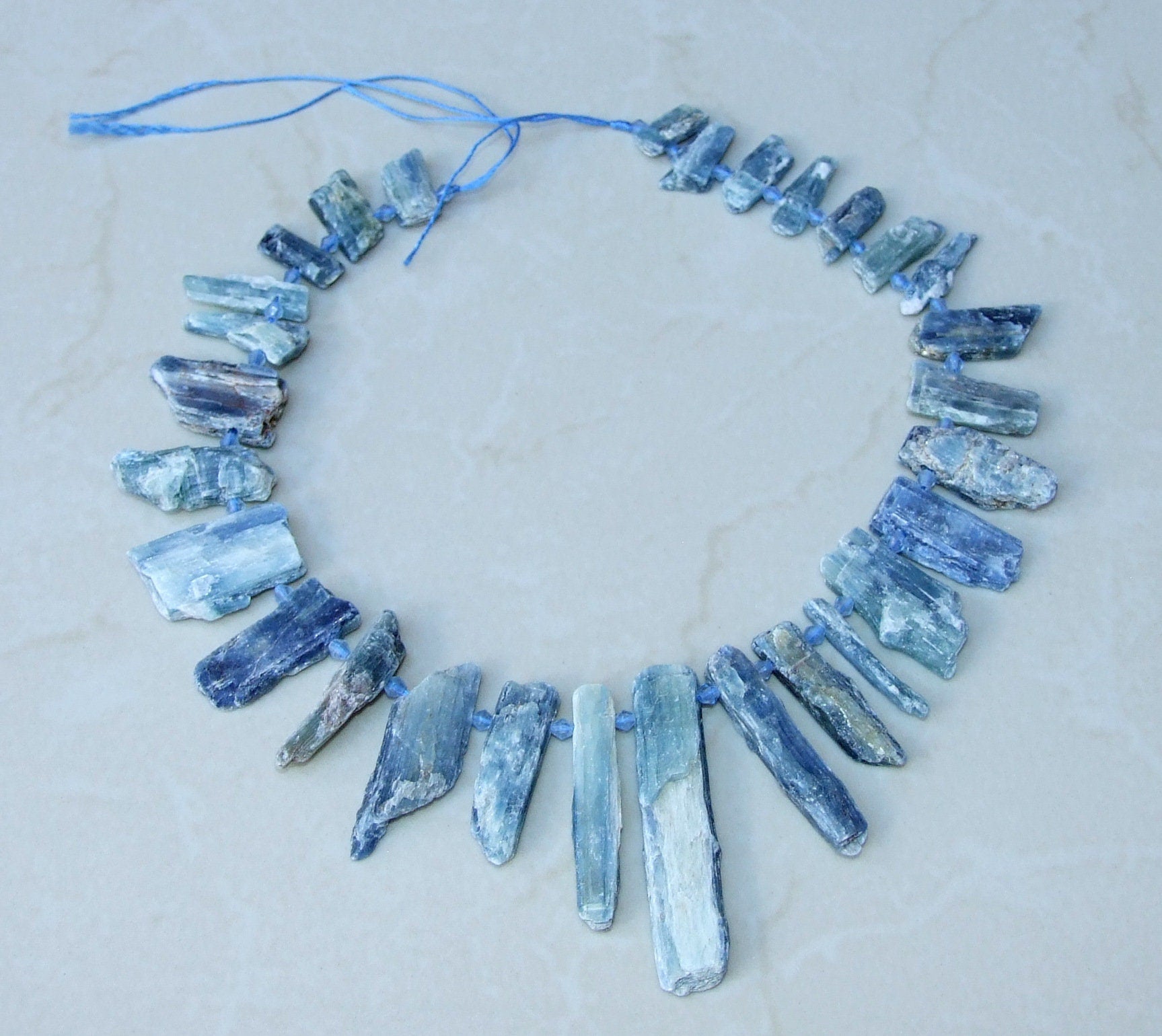 Blue Gray Kyanite Slice Beads, Natural Kyanite Slice, Kyanite Pendants, Natural Gemstone Beads, Kyanite Jewelry, Full Strand - 40+mm / 60+mm - EDGBeadsandGems