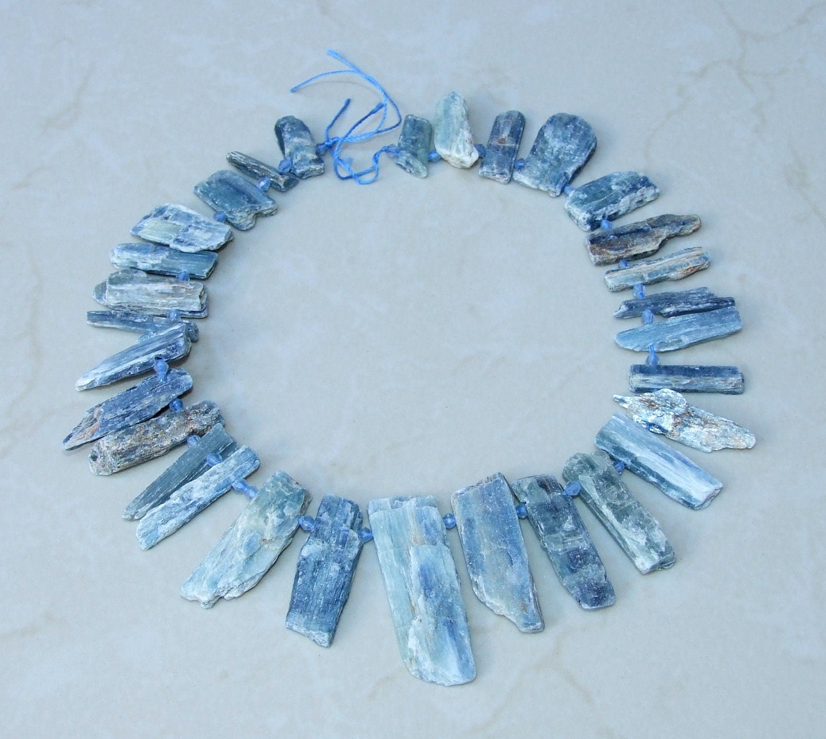 Blue Gray Kyanite Slice Beads, Natural Kyanite Slice, Kyanite Pendants, Gemstone Beads, Kyanite Jewelry, Full 15 inch Strand - 40+mm / 60+mm - EDGBeadsandGems