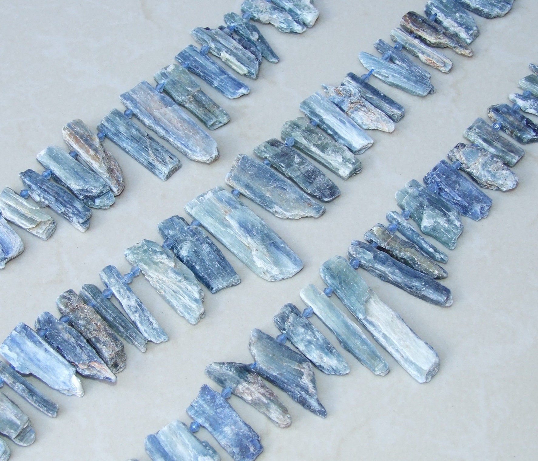 Blue Gray Kyanite Slice Beads, Natural Kyanite Slice, Kyanite Pendants, Gemstone Beads, Kyanite Jewelry, Full 15 inch Strand - 40+mm / 60+mm - EDGBeadsandGems