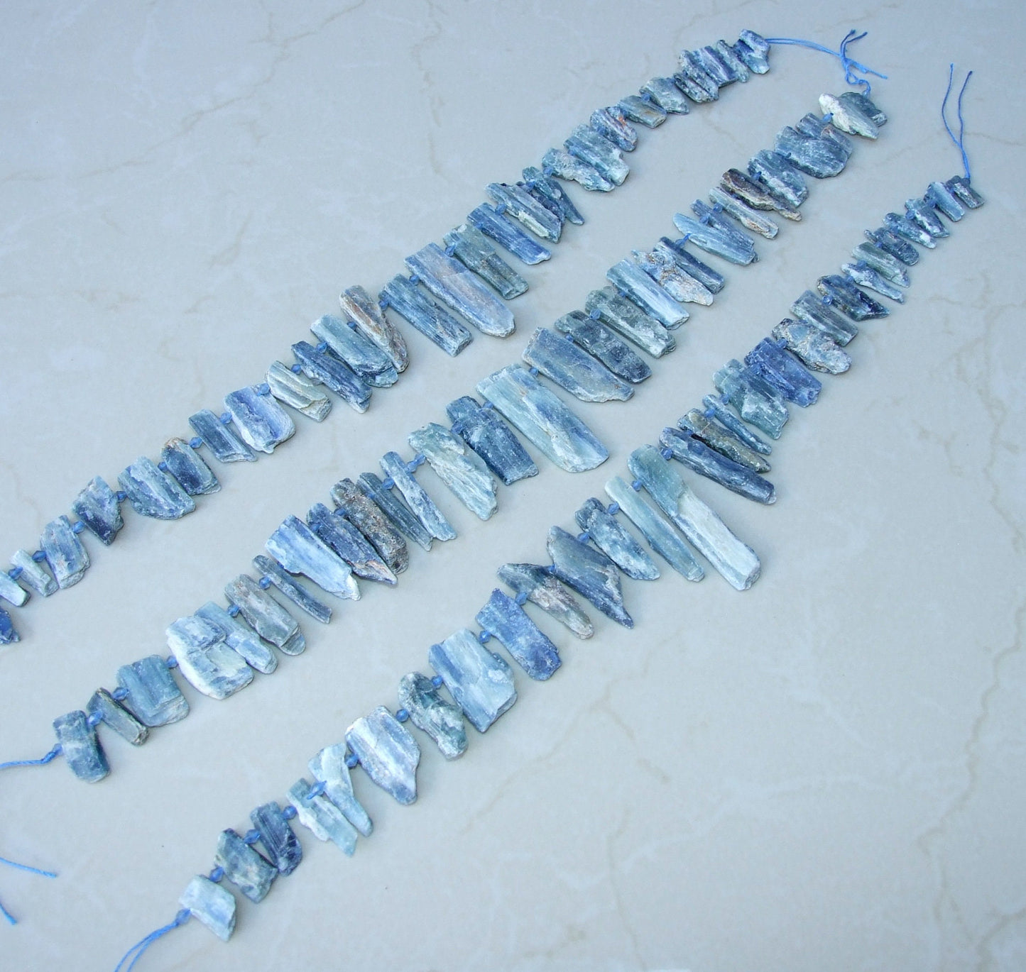 Blue Gray Kyanite Slice Beads, Natural Kyanite Slice, Kyanite Pendants, Gemstone Beads, Kyanite Jewelry, Full 15 inch Strand - 40+mm / 60+mm - EDGBeadsandGems