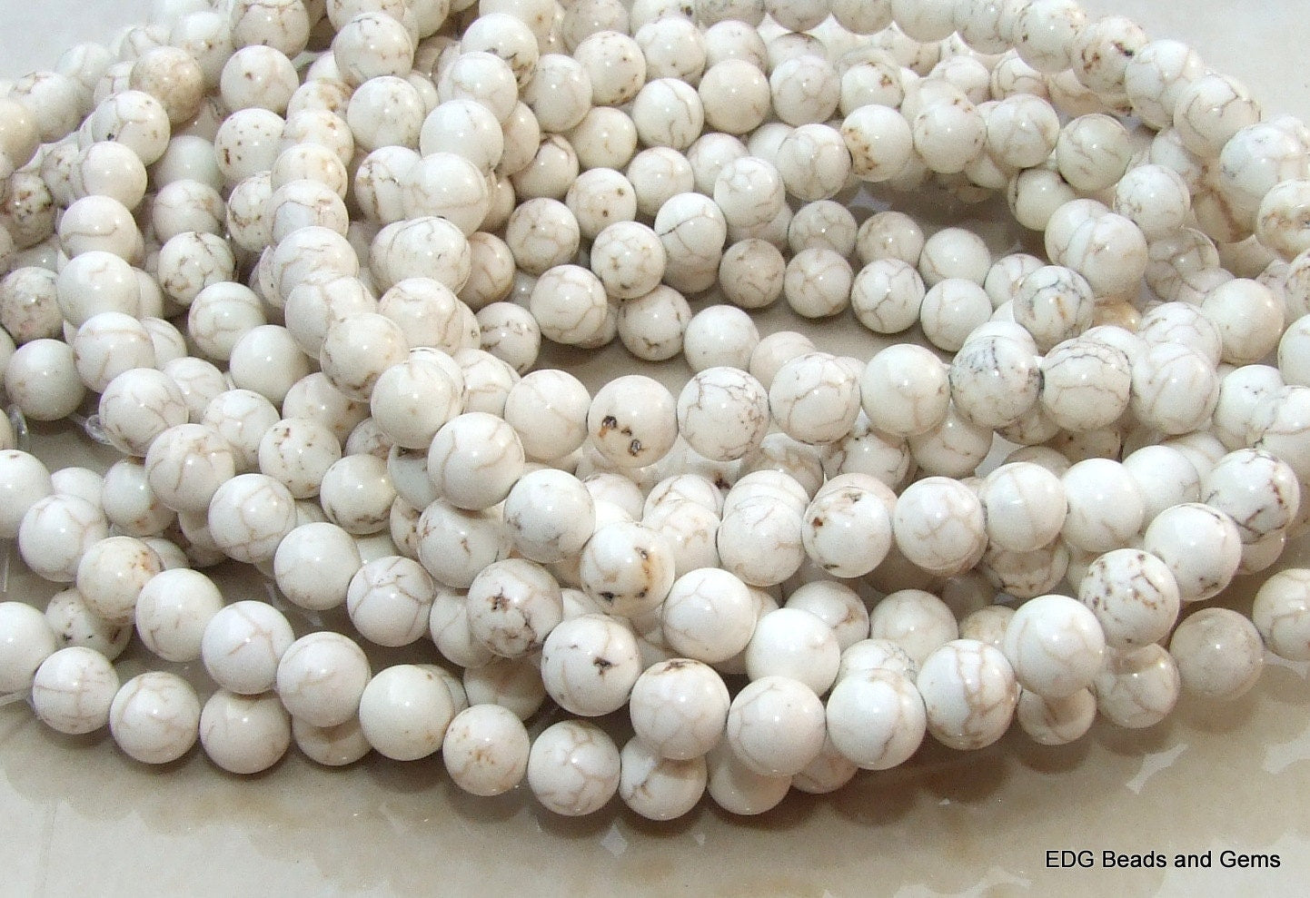Natural White Magnesite - 6mm - Round Beads - Gemstone Beads - Jewelry Beads - White -15 inch Strand - EDGBeadsandGems