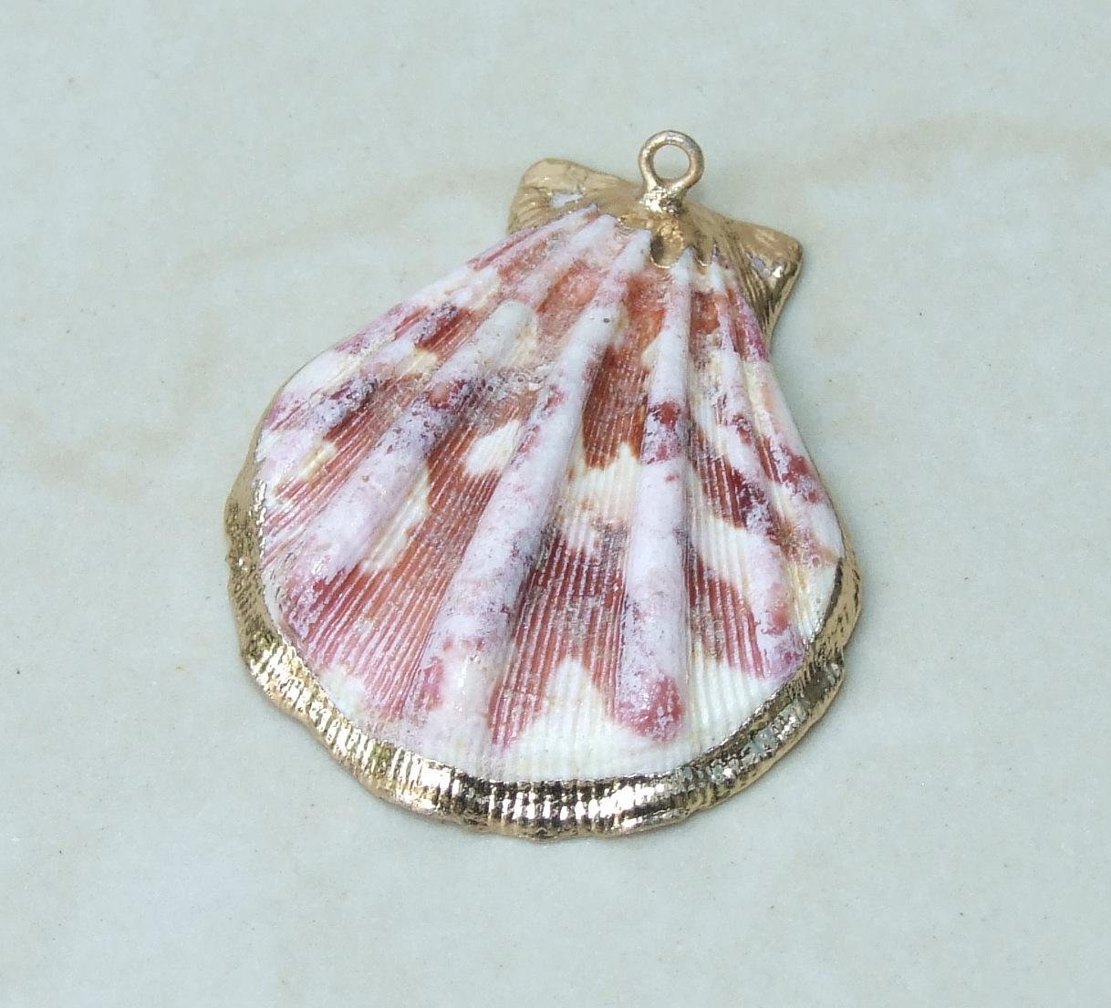 Liquid Metal Leaf Pendant - Large Leaf Pendant - Autumn Leaf - Pink - BOHO - Tribal - 34mm x 64mm - 2255 - EDGBeadsandGems