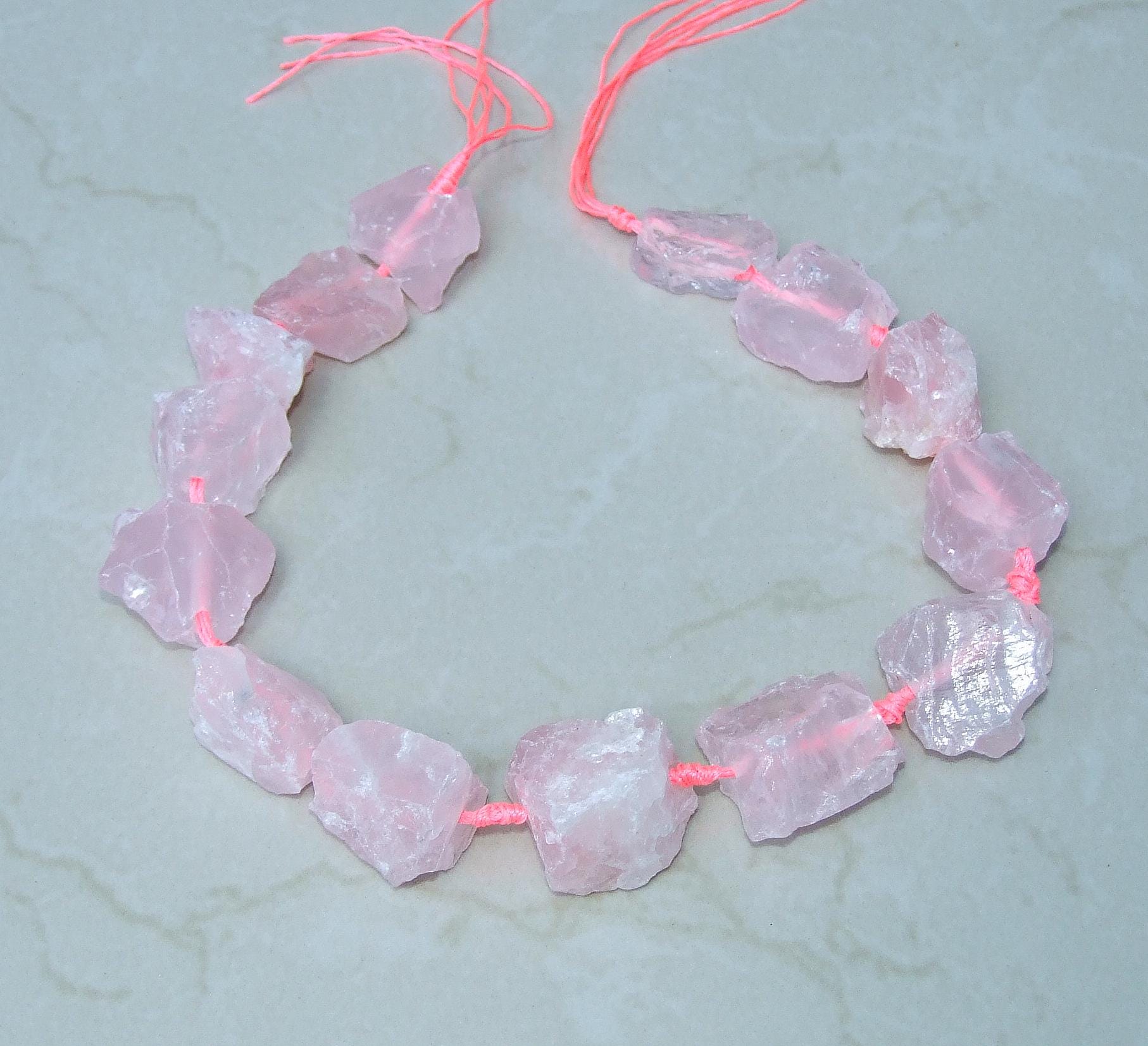 Rose Quartz Nuggets, Rough and Raw, Gemstone Nuggets, Natural Stone Jewelry, Full and Half Strands, Graduated, 25mm - 35mm - EDGBeadsandGems