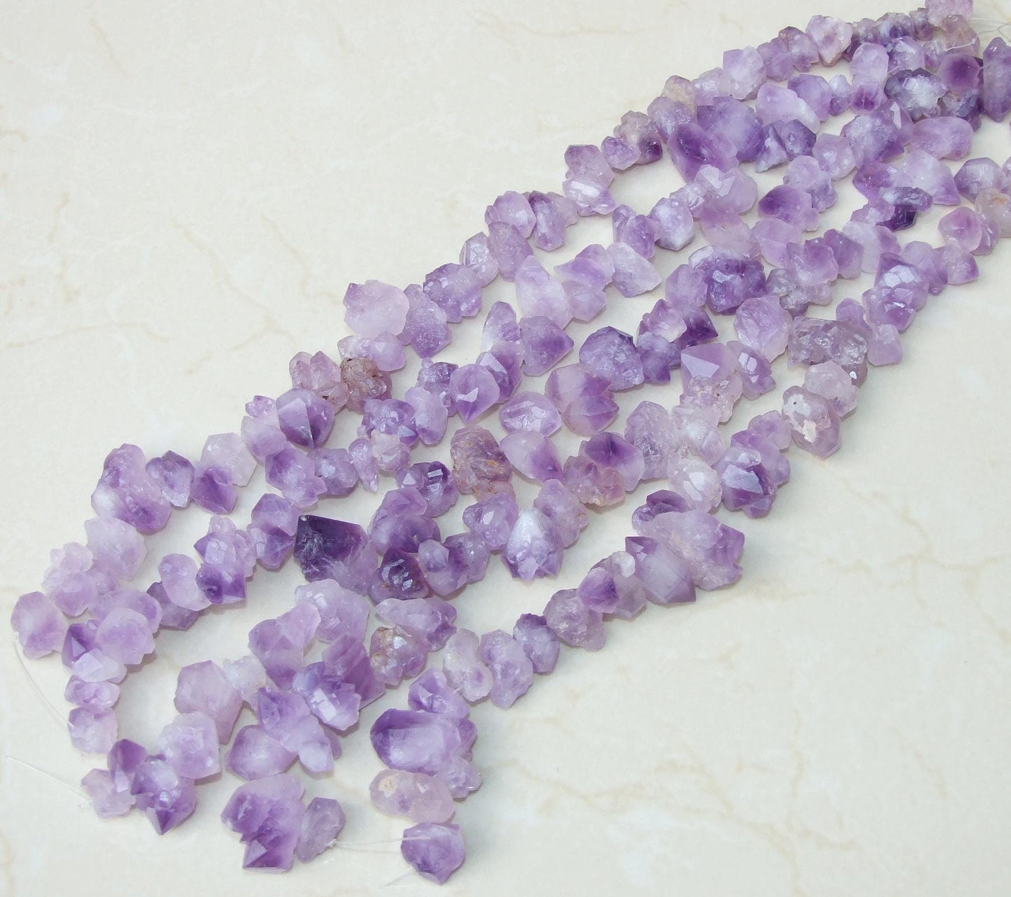 Large Amethyst Quartz Short Points, Dark Purple Quartz Amethyst Nugget, Gemstone Beads, Amethyst Bead, Diamond, Full / Half Strand, 15-25+mm - EDGBeadsandGems