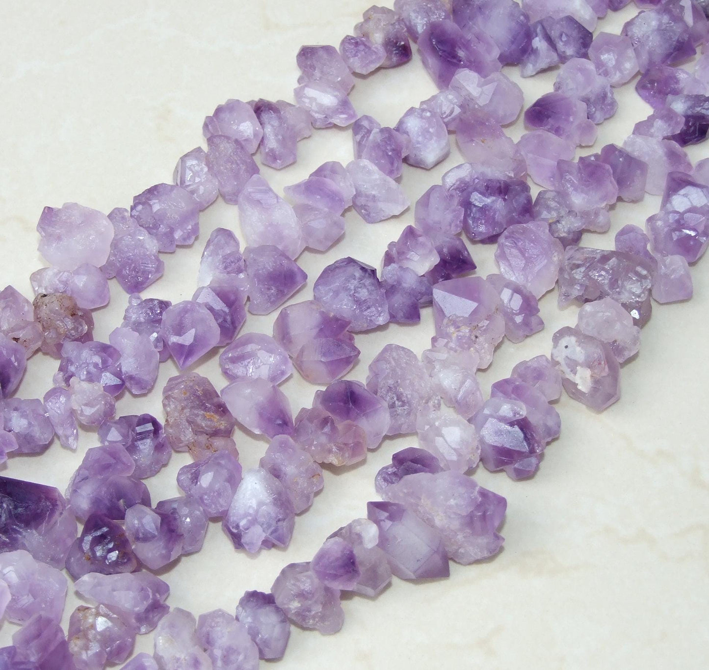 Large Amethyst Quartz Short Points, Dark Purple Quartz Amethyst Nugget, Gemstone Beads, Amethyst Bead, Diamond, Full / Half Strand, 15-25+mm - EDGBeadsandGems