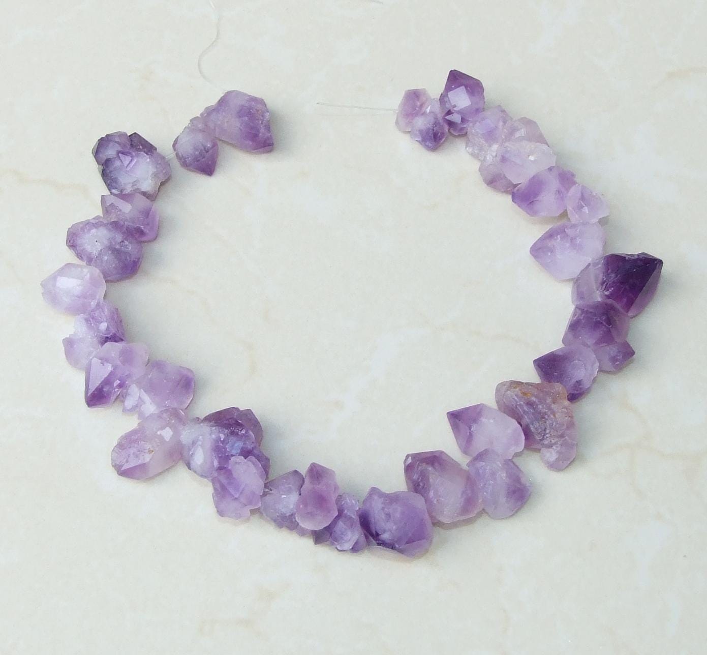 Large Amethyst Quartz Short Points, Dark Purple Quartz Amethyst Nugget, Gemstone Beads, Amethyst Bead, Diamond, Full / Half Strand, 15-25+mm - EDGBeadsandGems