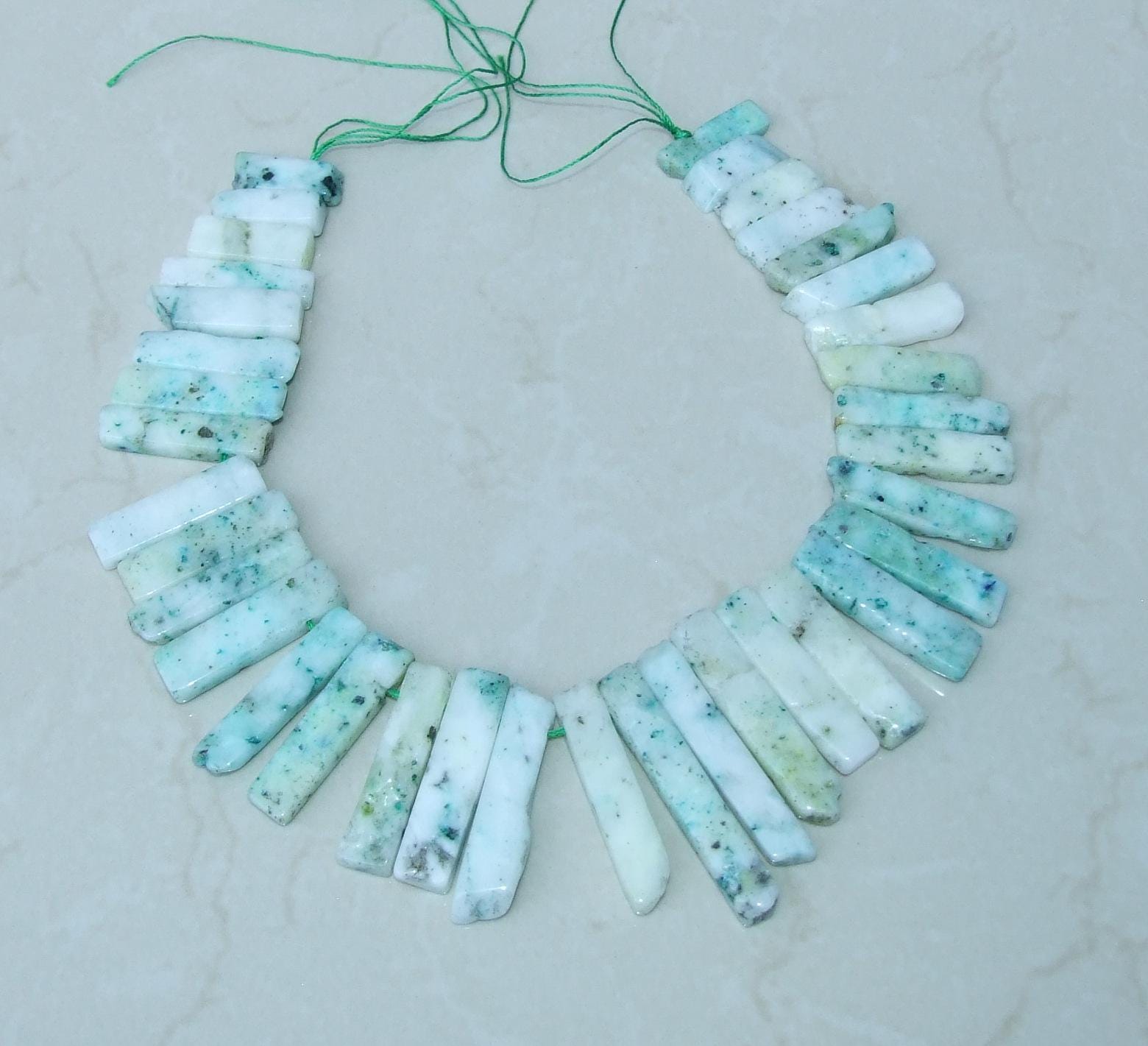 Green & White Jasper Slices, Natural Gemstone Beads, Jasper Stones, Jasper Beads, Jasper Jewelry, Jasper Gemstone, Half Strand, 30mm - 45mm - EDGBeadsandGems