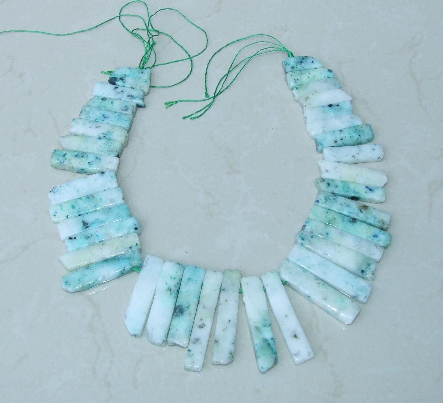 Green & White Jasper Slices, Natural Gemstone Beads, Jasper Stones, Jasper Beads, Jasper Jewelry, Jasper Gemstone, Half Strand, 30mm - 45mm - EDGBeadsandGems