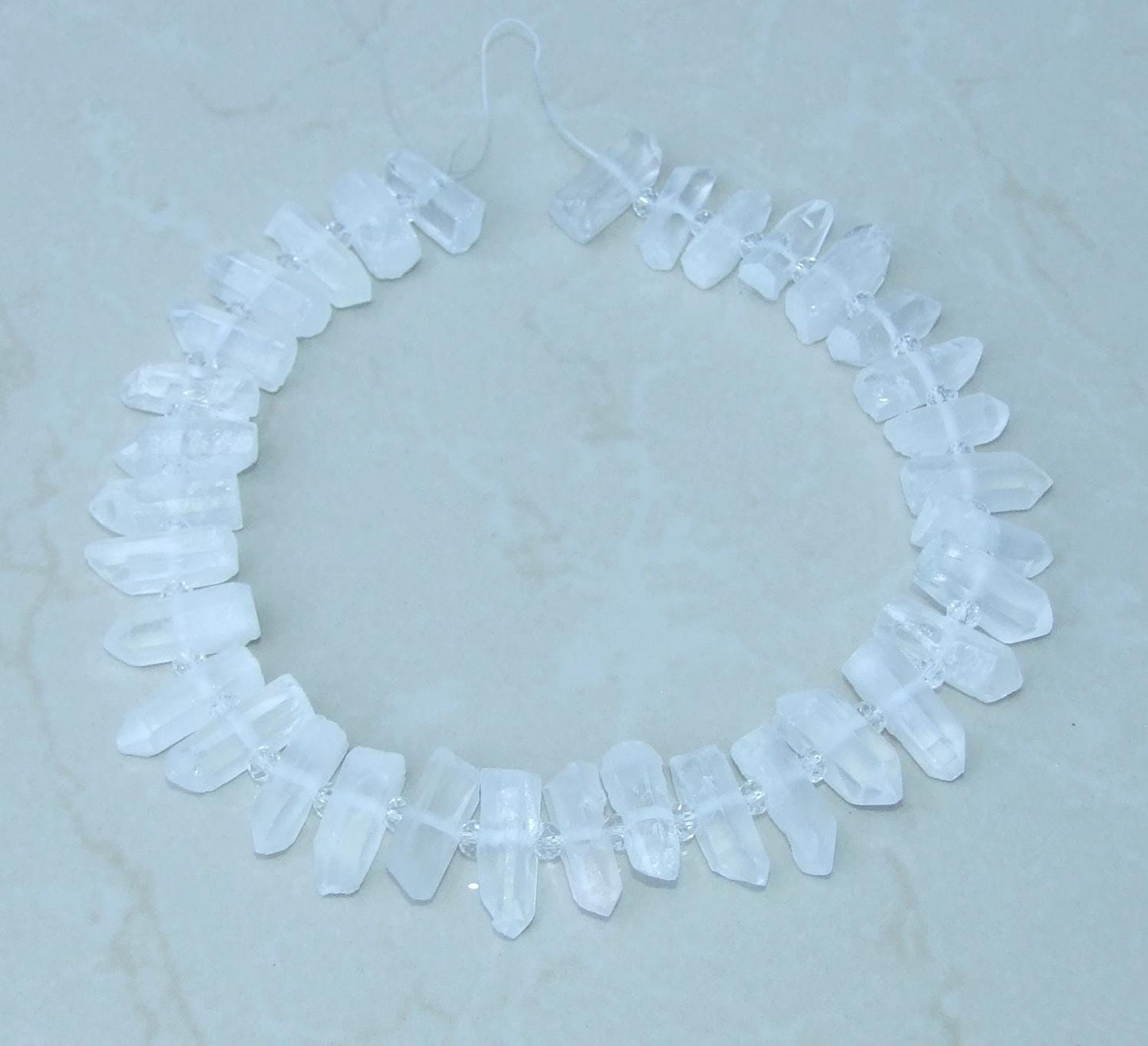 Clear Raw Terminated Quartz Points, Crystal Beads, Quartz Gemstone, Crystal Points, Half Strand, 25-28mm x 7-8mm, 15-16 Points - EDGBeadsandGems