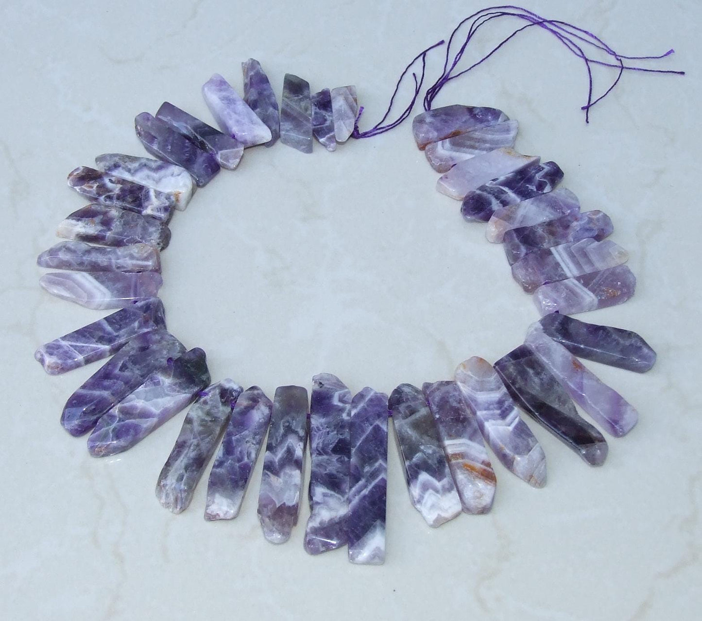 Amethyst Beads, Polished Natural Amethyst Slice, Amethyst Pendants, Gemstone Beads, Amethyst Points Jewelry, Half Strand - 25mm to 50mm - A4 - EDGBeadsandGems