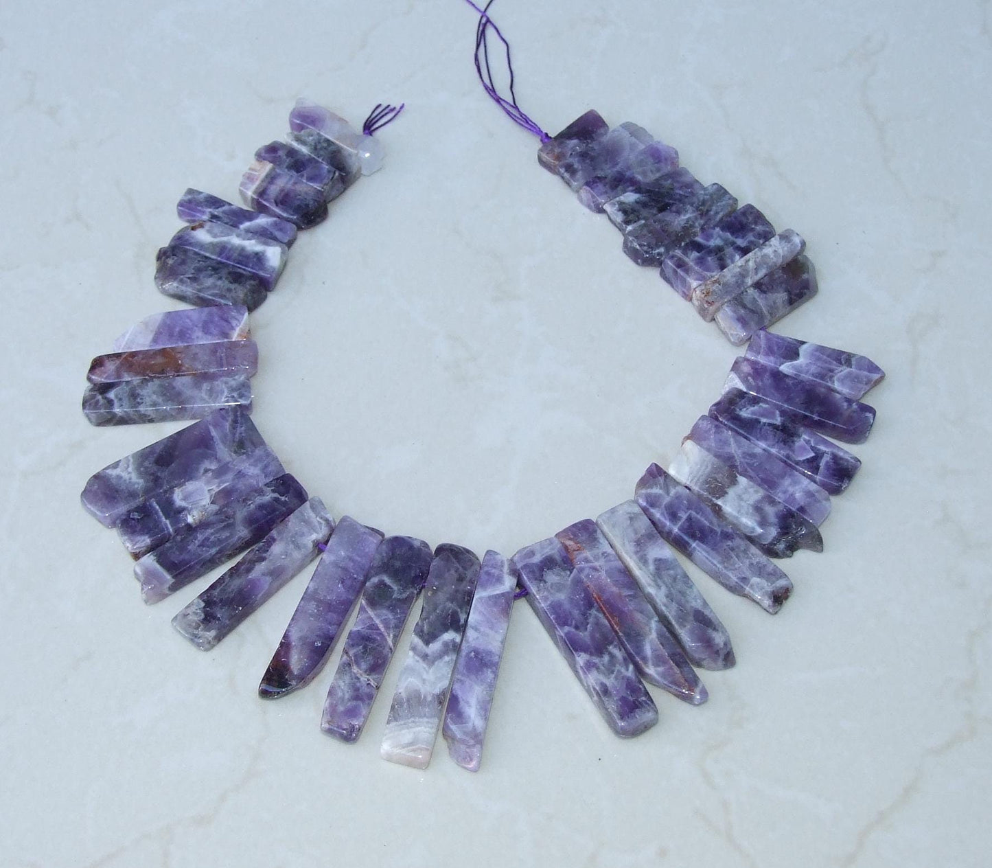 Amethyst Beads, Polished Natural Amethyst Slice, Amethyst Pendants, Gemstone Beads, Amethyst Points Jewelry, Half Strand - 25mm to 50mm - A4 - EDGBeadsandGems