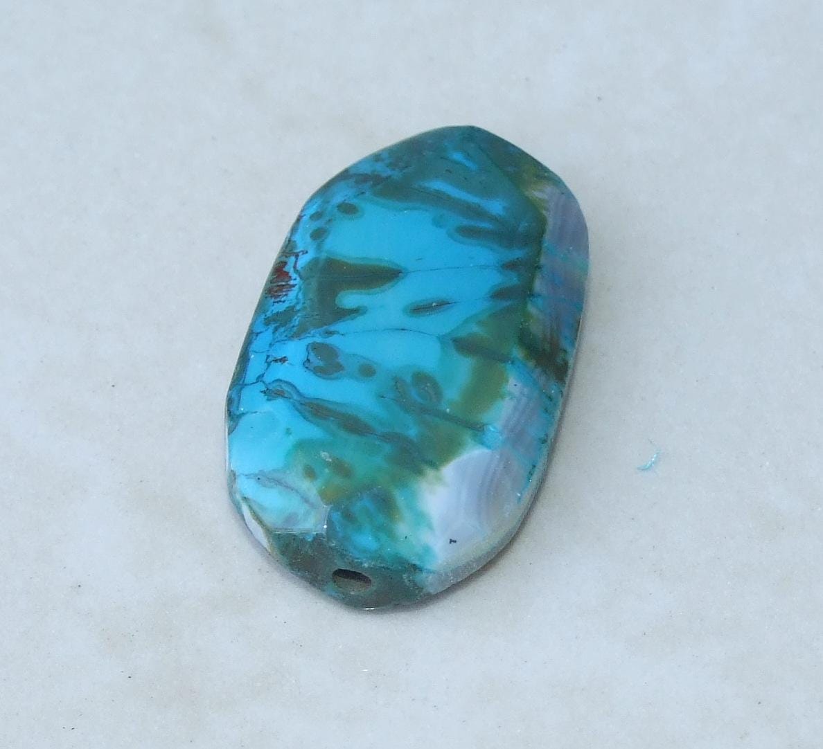 Dragon Skin - Natural Faceted Stones - Gemstone Beads - Pendant - Emerald Cut - Center Drilled - Druzy - 21mm x 35mm - 2014 - EDGBeadsandGems