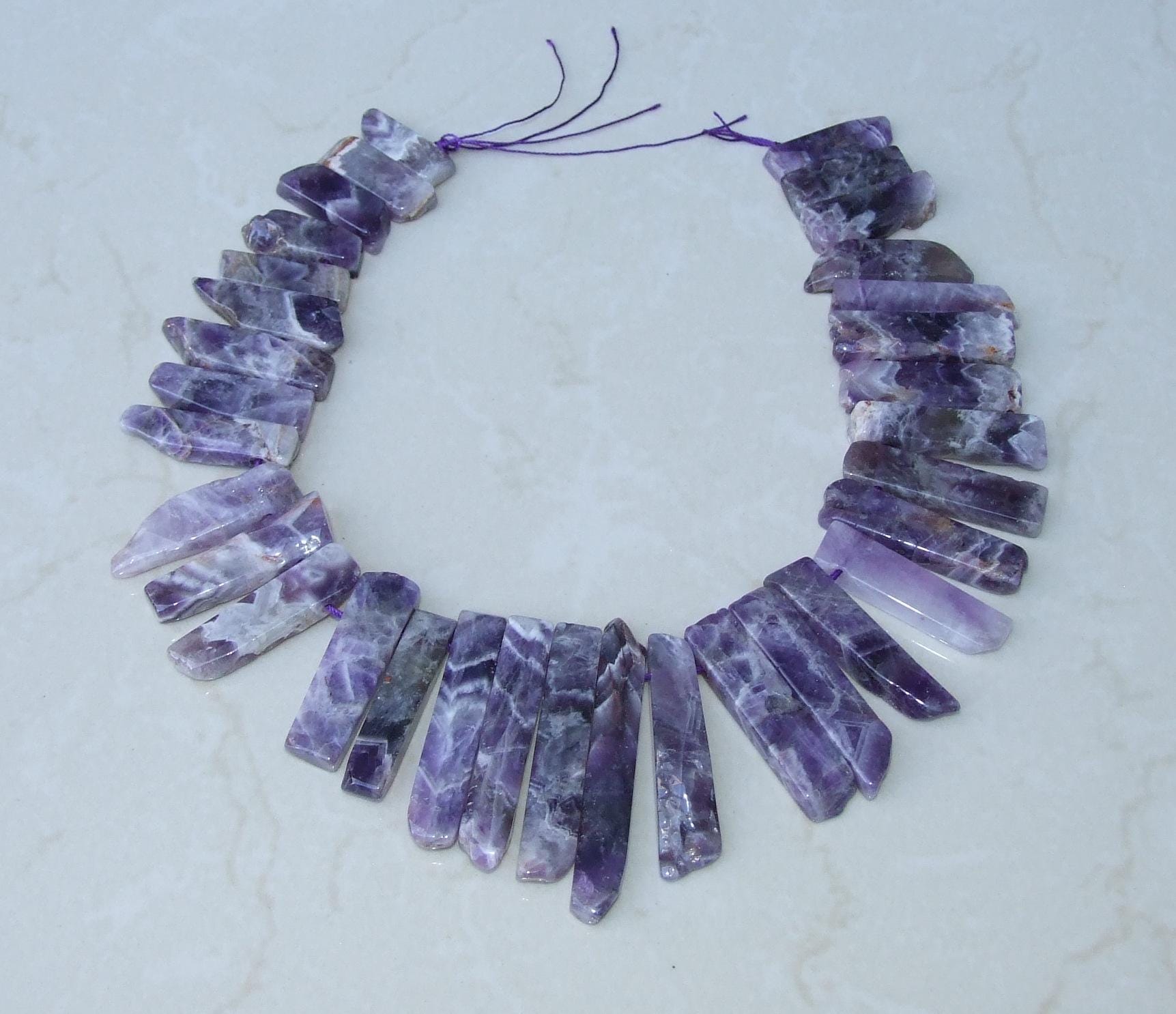 Amethyst Beads, Polished Natural Amethyst Slice, Amethyst Pendants, Gemstone Beads, Amethyst Points Jewelry, Half Strand - 25mm to 50mm - A4 - EDGBeadsandGems