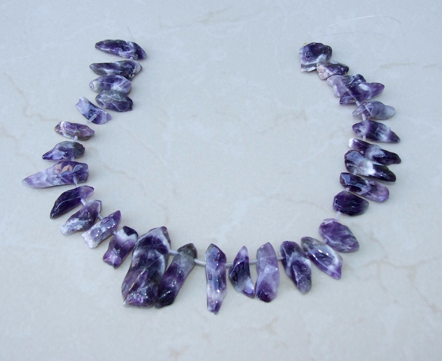 Polished Amethyst Quartz Points, Deep Purple Quartz Amethyst Beads, Gemstone Beads, Jewelry Stones, Half Strand - 20mm to 35mm, A101 - EDGBeadsandGems