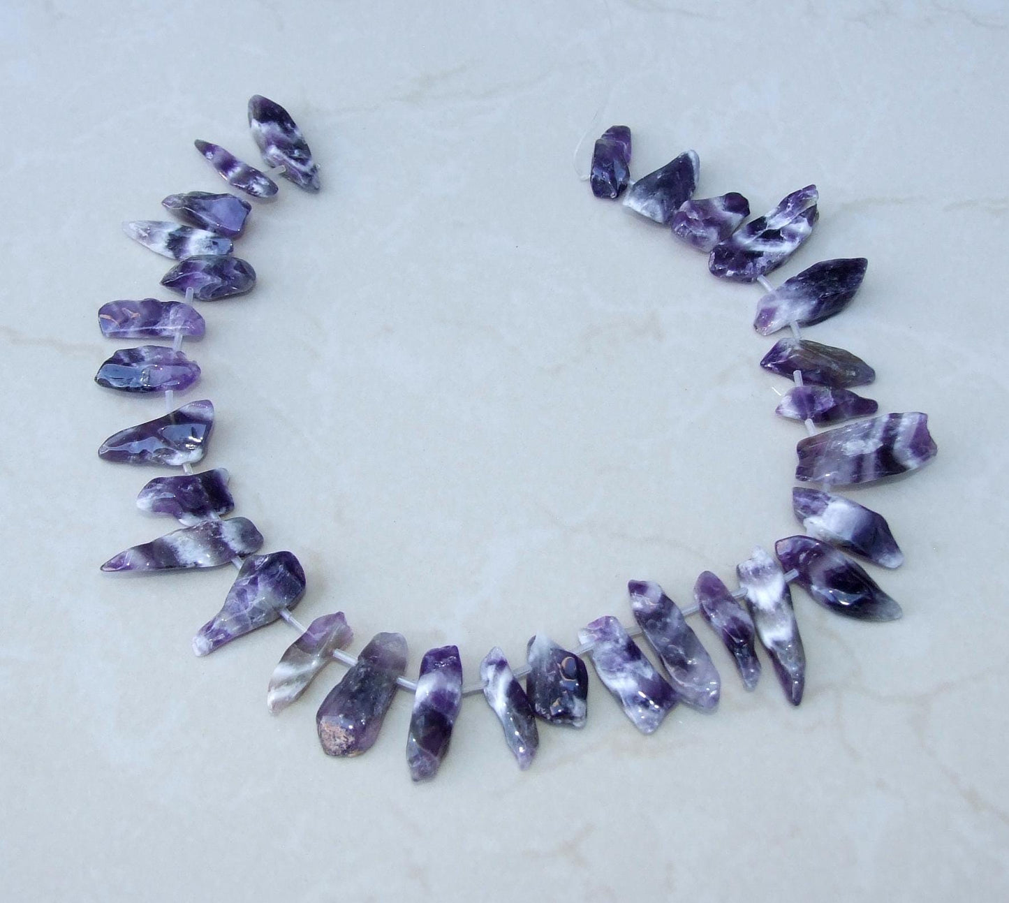 Polished Amethyst Quartz Points, Deep Purple Quartz Amethyst Beads, Gemstone Beads, Jewelry Stones, Half Strand - 20mm to 35mm, A101 - EDGBeadsandGems